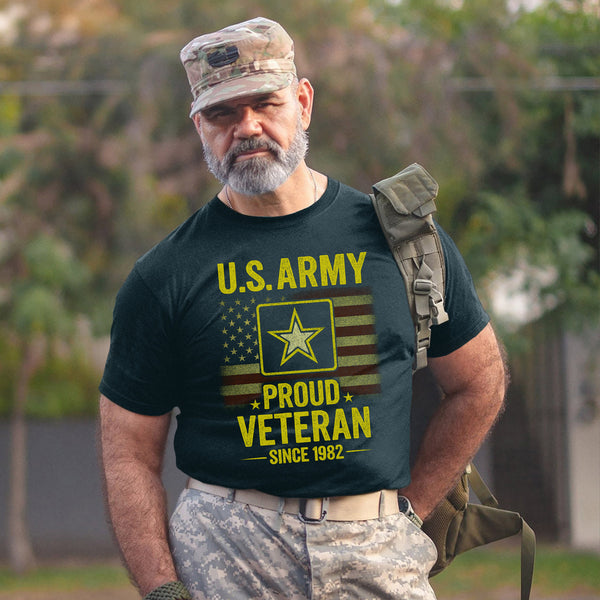 US Army Proud Veteran Military Patriotic T-Shirt