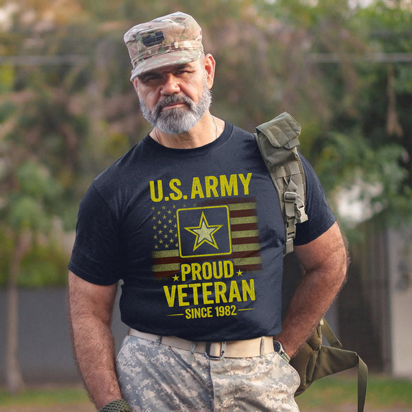US Army Proud Veteran Military Patriotic T-Shirt
