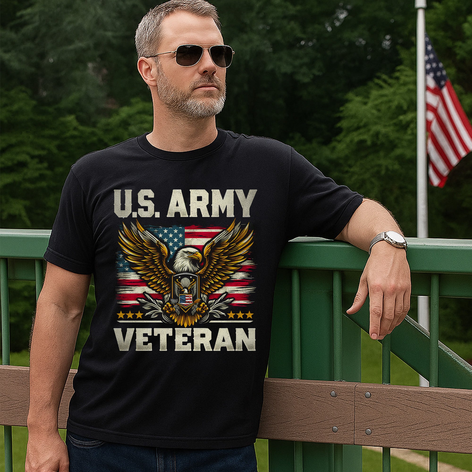 US Army Veteran Military Patriotic Honoring Service and Sacrifice T-Shirt