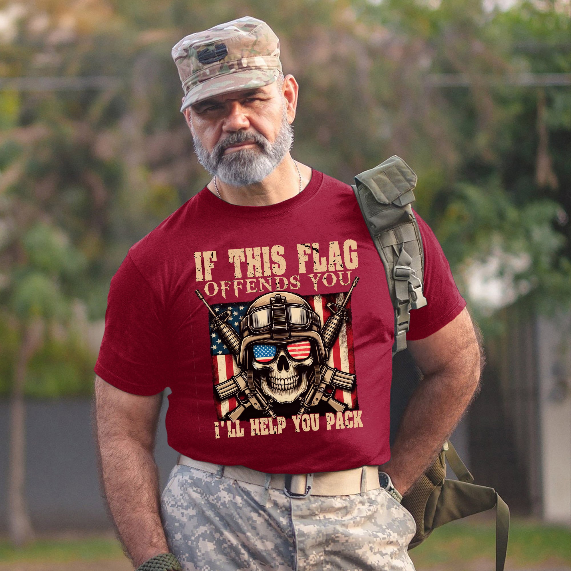 If This Flag Offends You I’ll Help You Pack Patriotic American Flag US Military T-Shirt