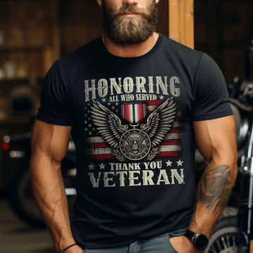 Honoring All Who Served Thank You Veterans US Military Patriotic T-Shirt
