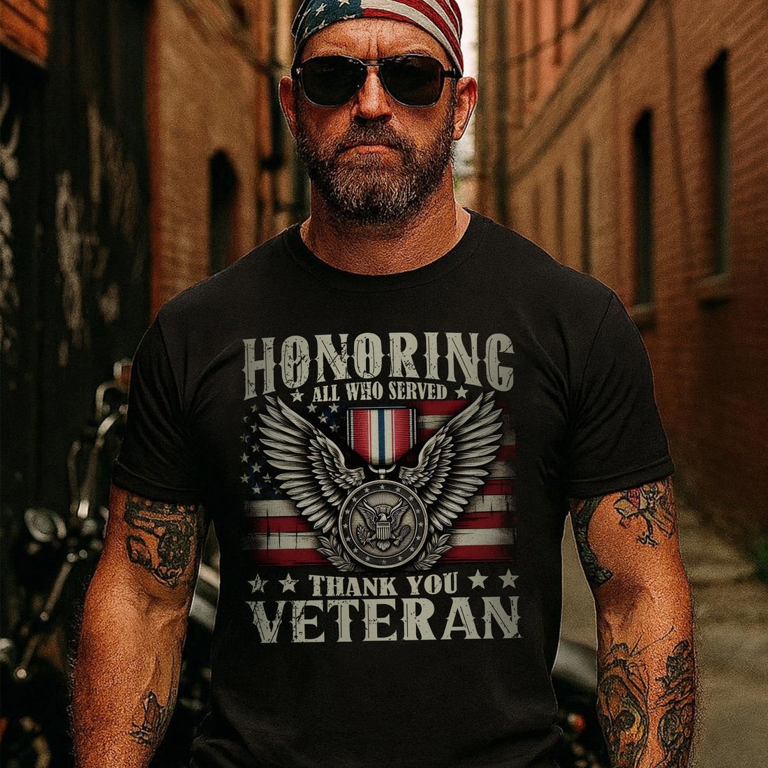 Honoring All Who Served Thank You Veterans US Military Patriotic T-Shirt