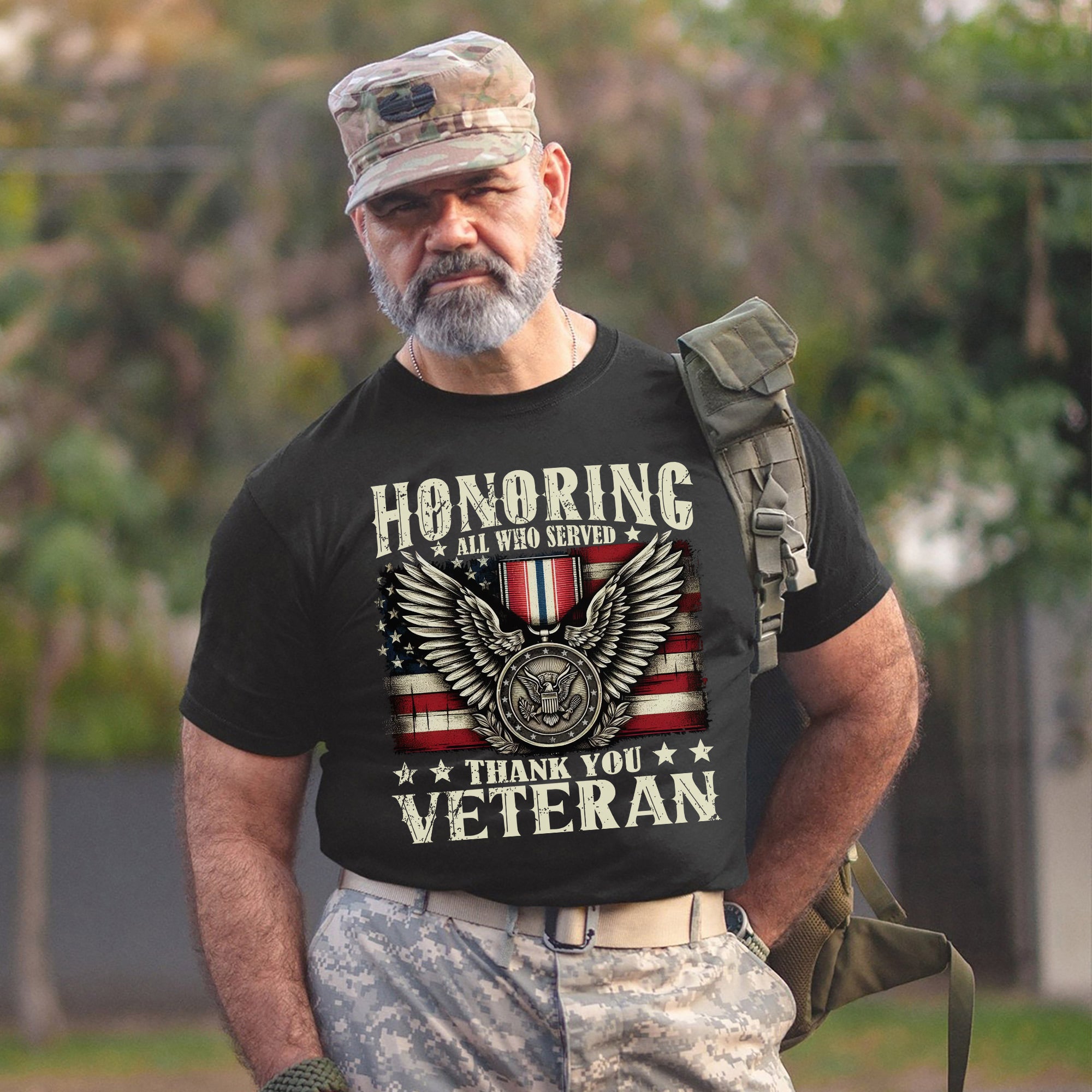 Honoring All Who Served Thank You Veterans US Military Patriotic T-Shirt