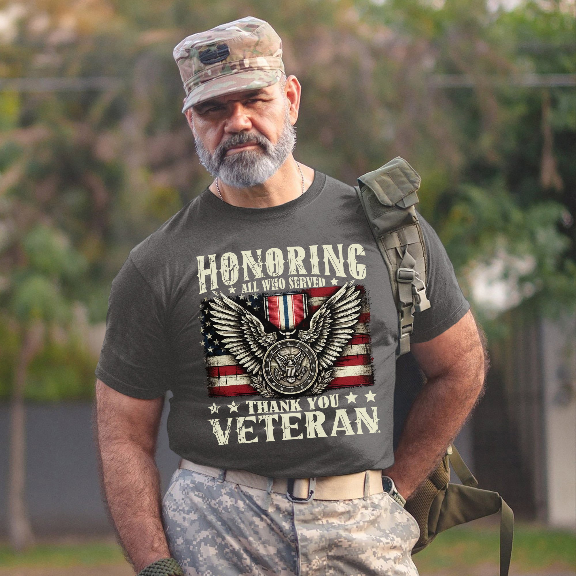 Honoring All Who Served Thank You Veterans US Military Patriotic T-Shirt