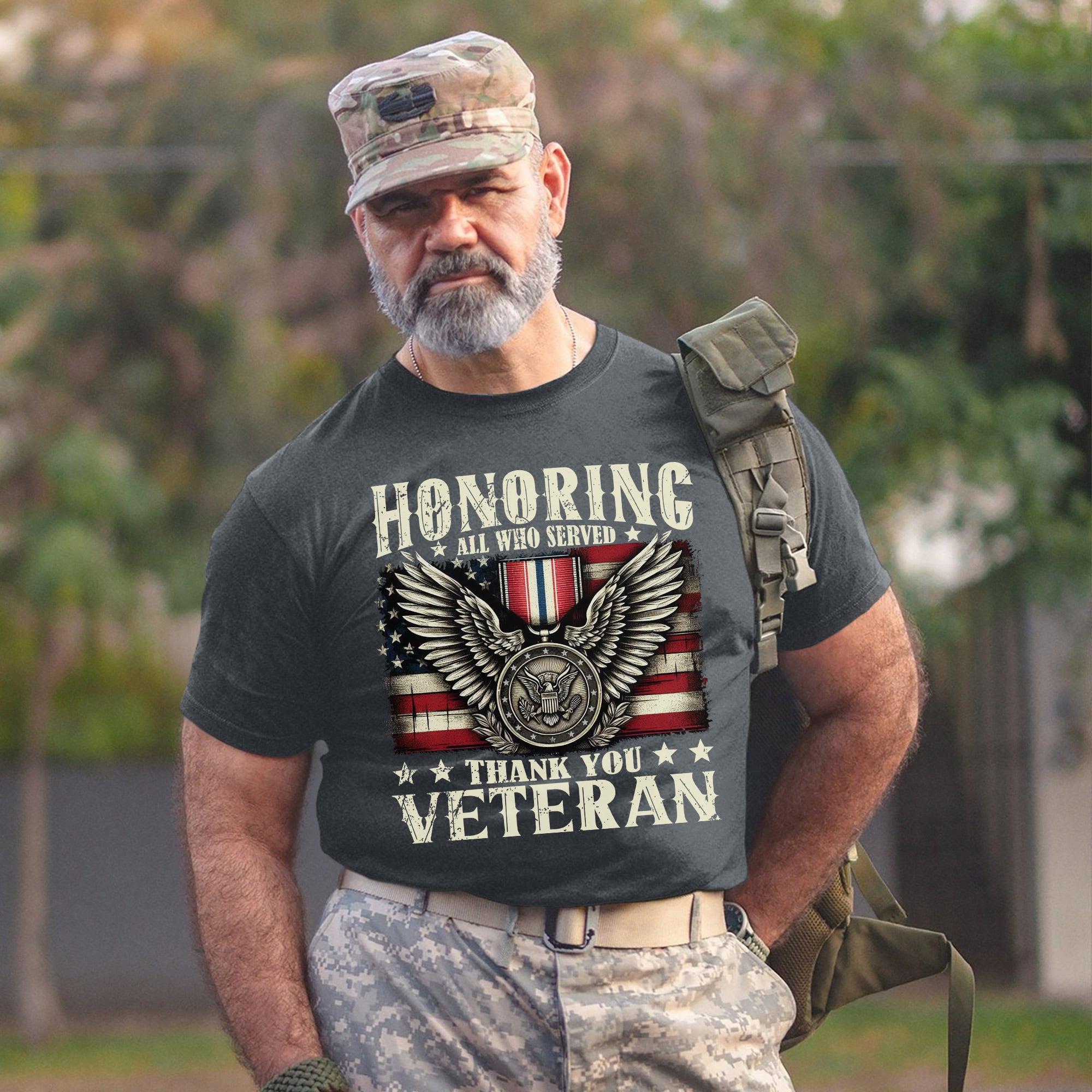 Honoring All Who Served Thank You Veterans US Military Patriotic T-Shirt