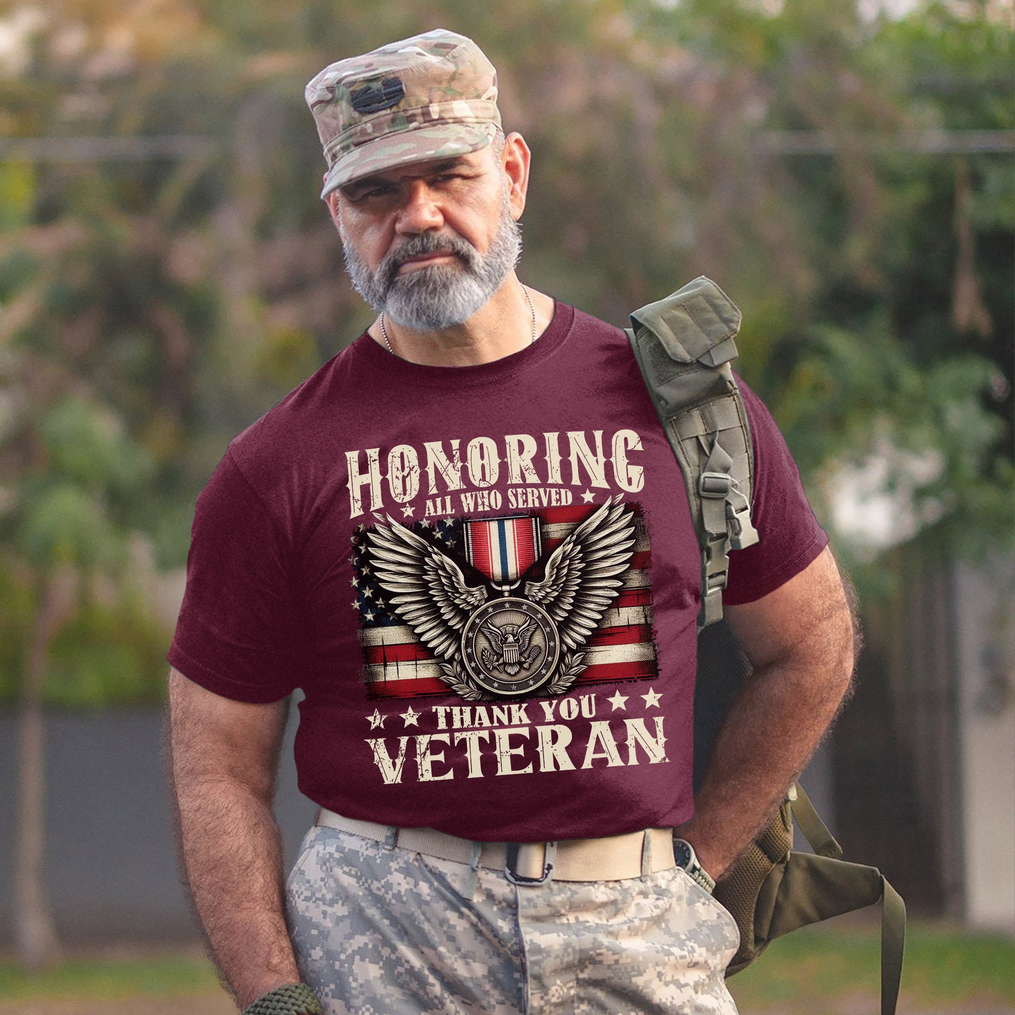 Honoring All Who Served Thank You Veterans US Military Patriotic T-Shirt