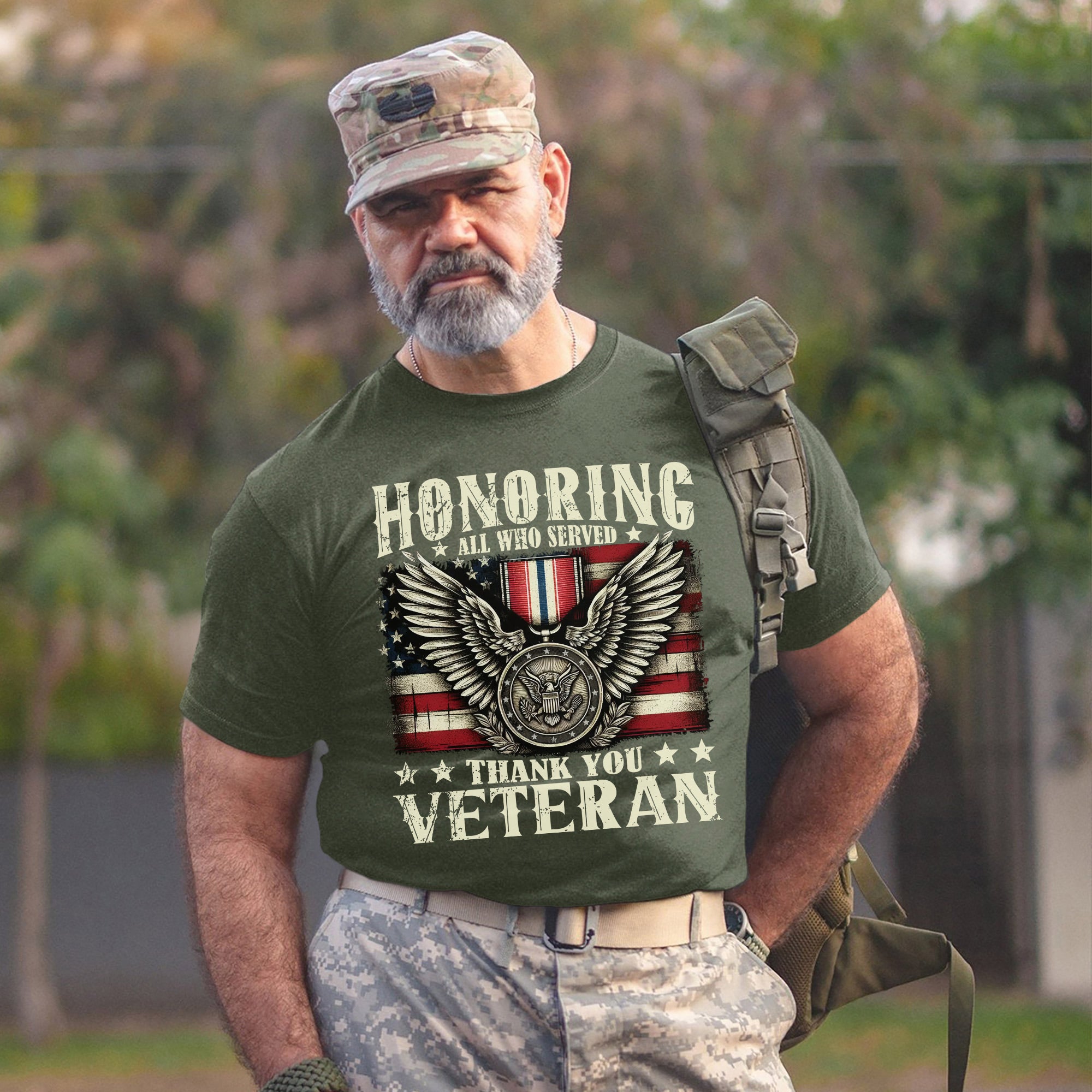 Honoring All Who Served Thank You Veterans US Military Patriotic T-Shirt