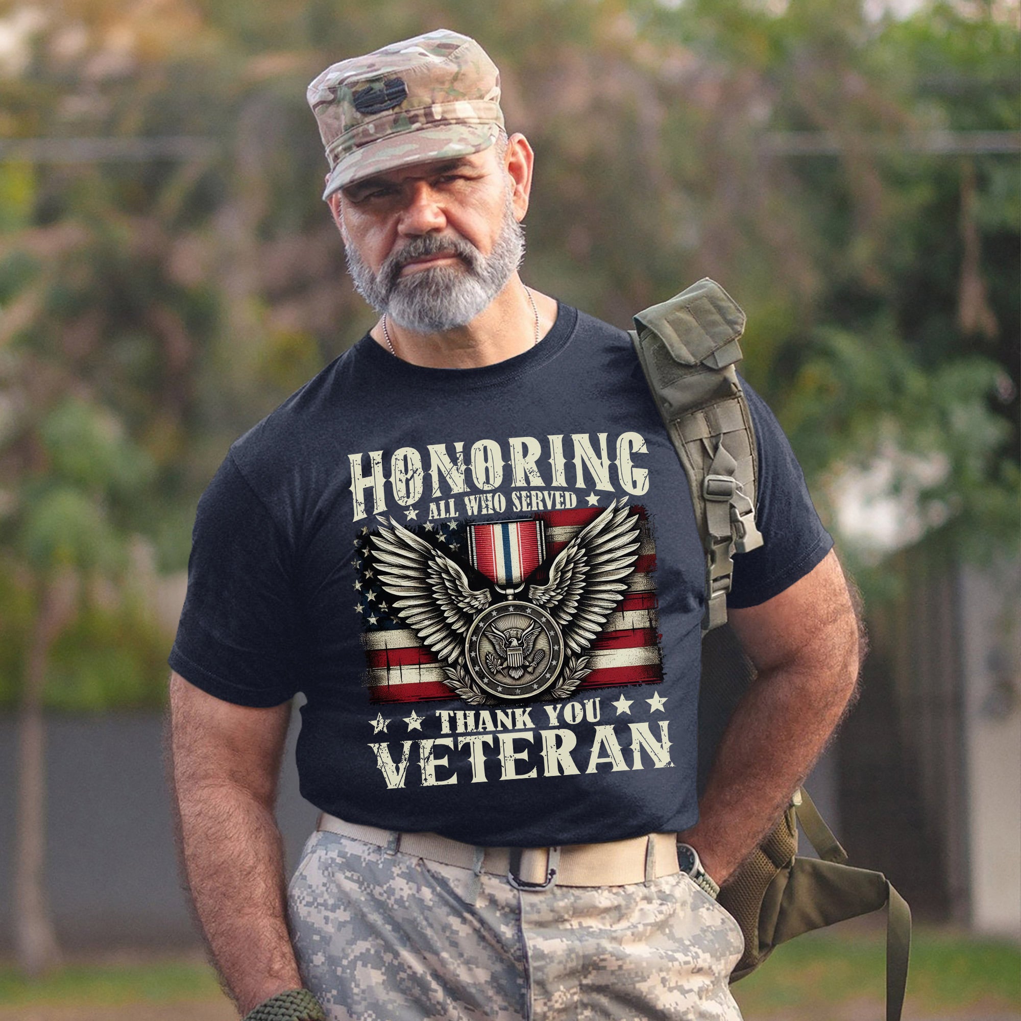 Honoring All Who Served Thank You Veterans US Military Patriotic T-Shirt