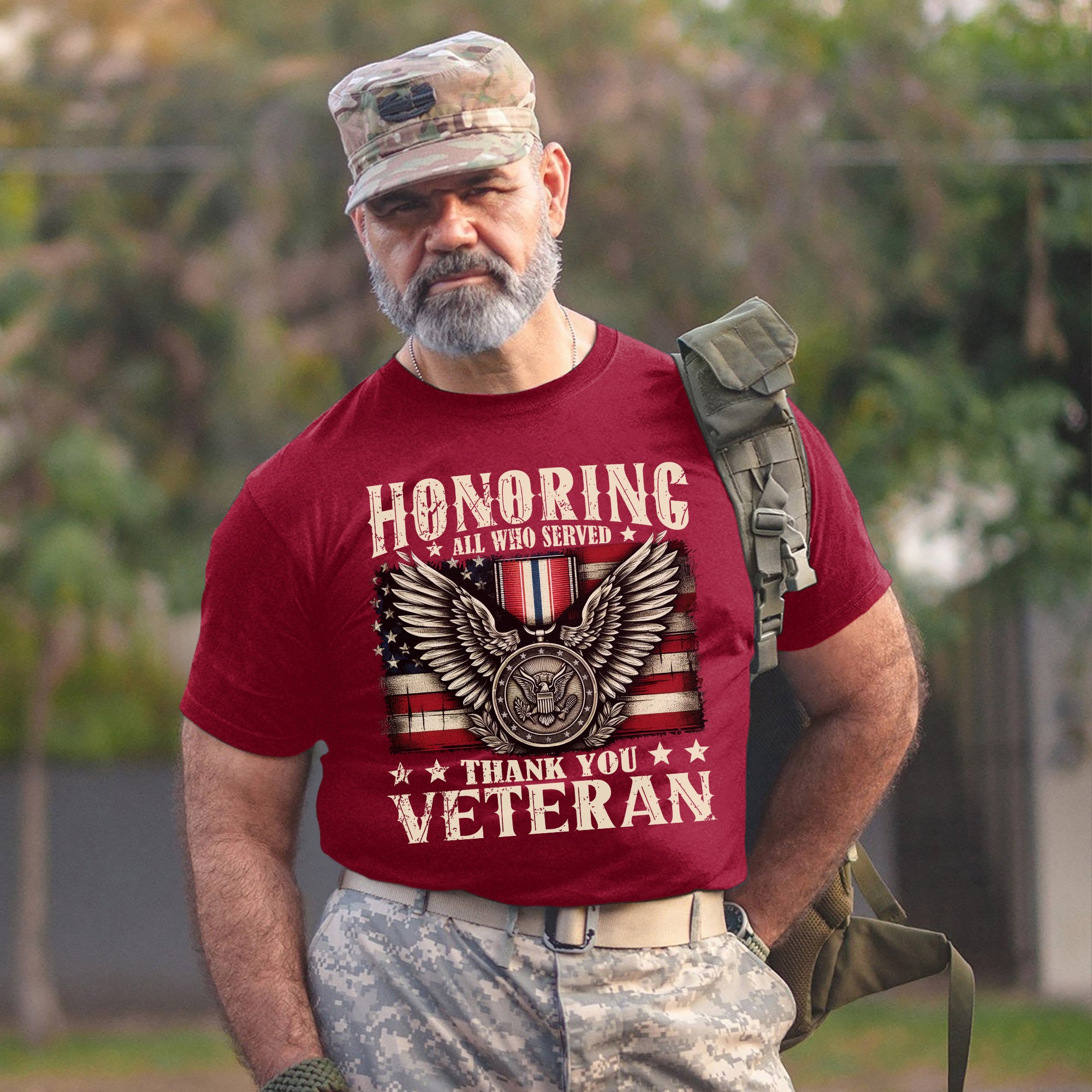 Honoring All Who Served Thank You Veterans US Military Patriotic T-Shirt