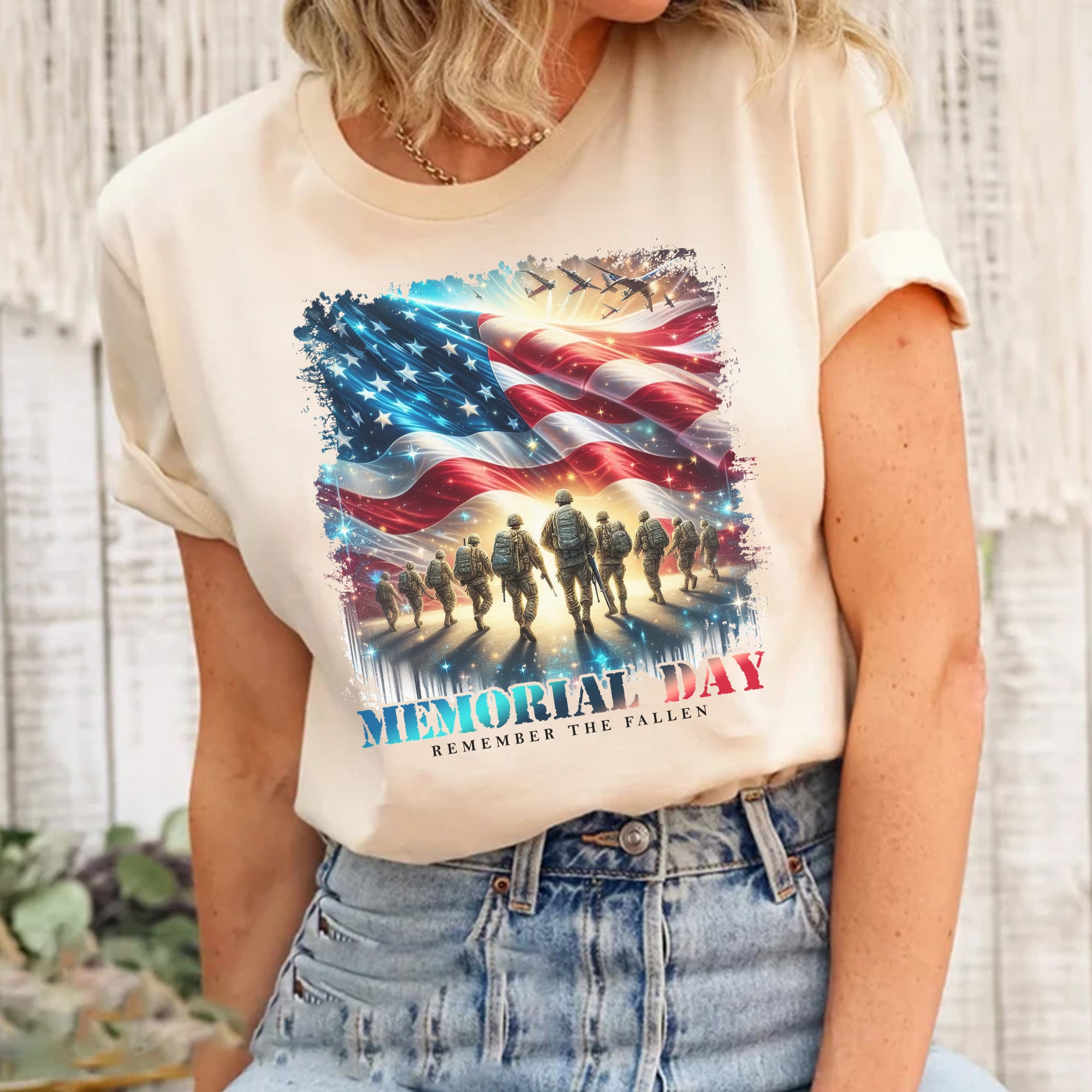 Memorial Day Remember the Fallen Veteran Tribute US Military Patriotic T-Shirt