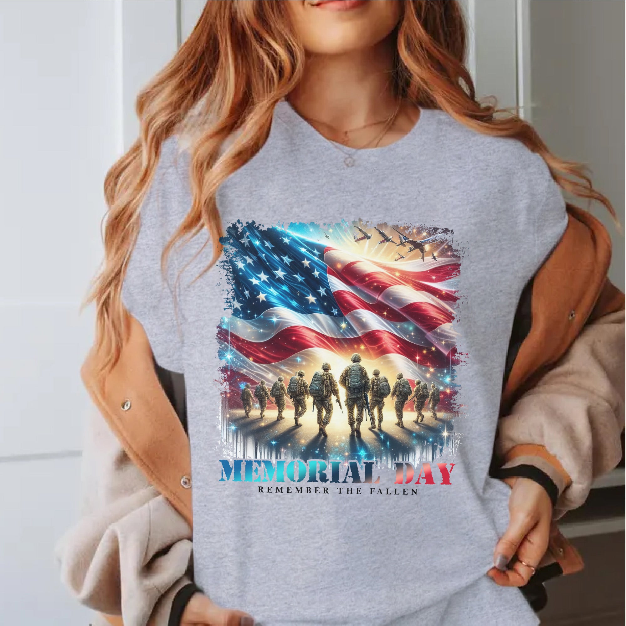 Memorial Day Remember the Fallen Veteran Tribute US Military Patriotic T-Shirt