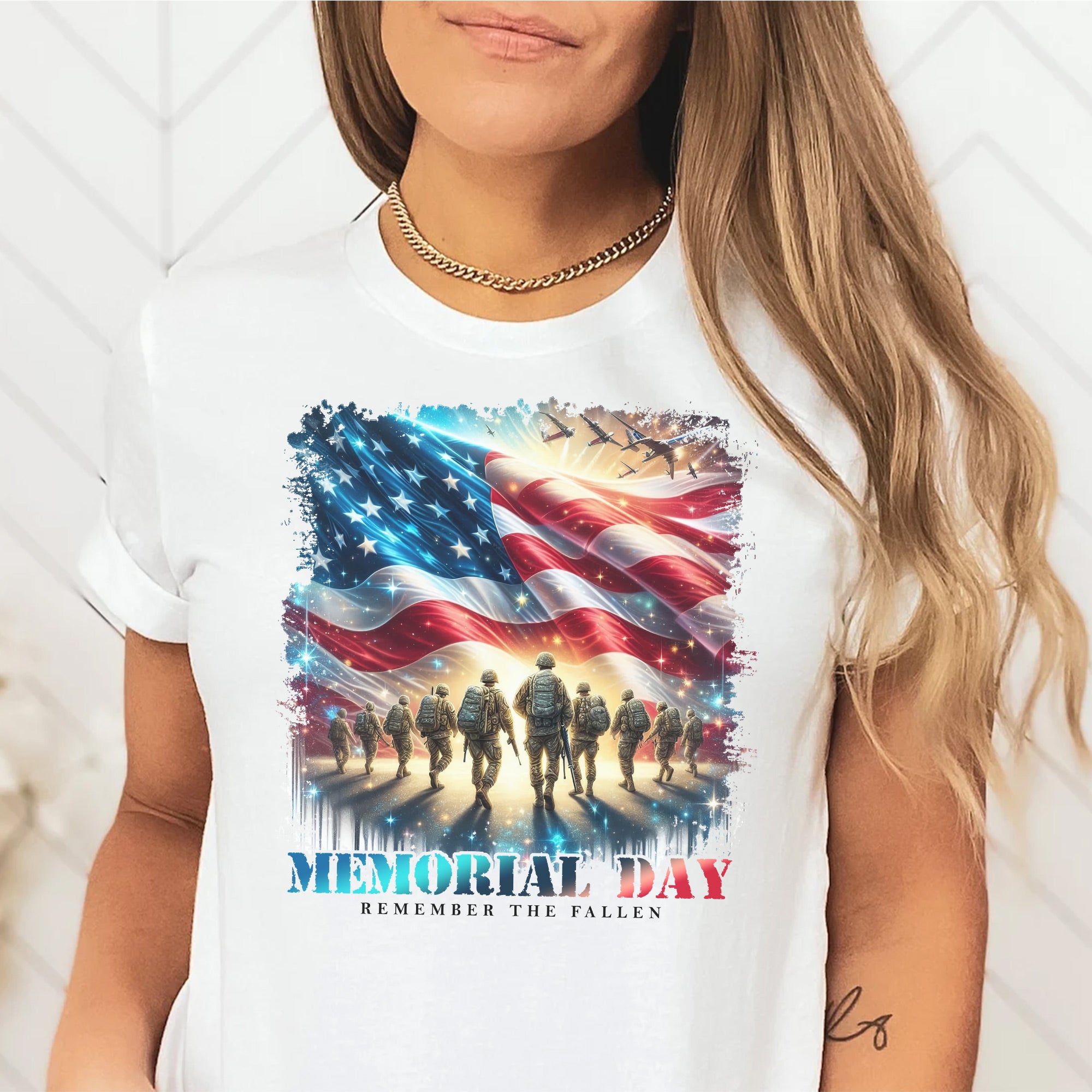 Memorial Day Remember the Fallen Veteran Tribute US Military Patriotic T-Shirt