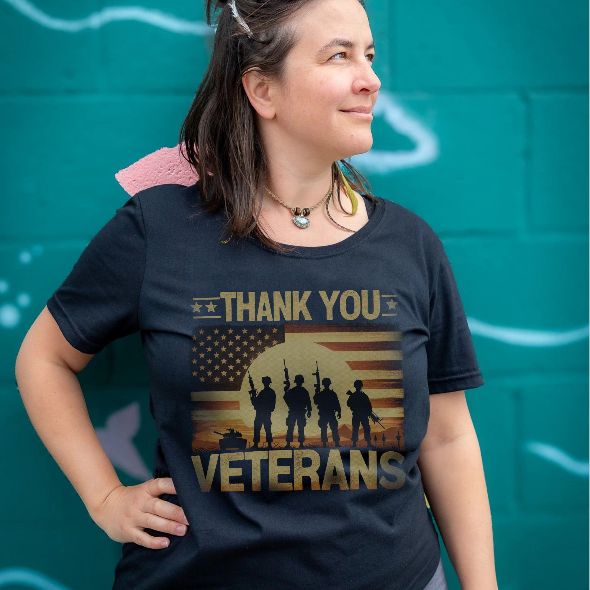 Thank You Veteran Patriotic Tribute US Military Honoring Service and Sacrifice T-Shirt