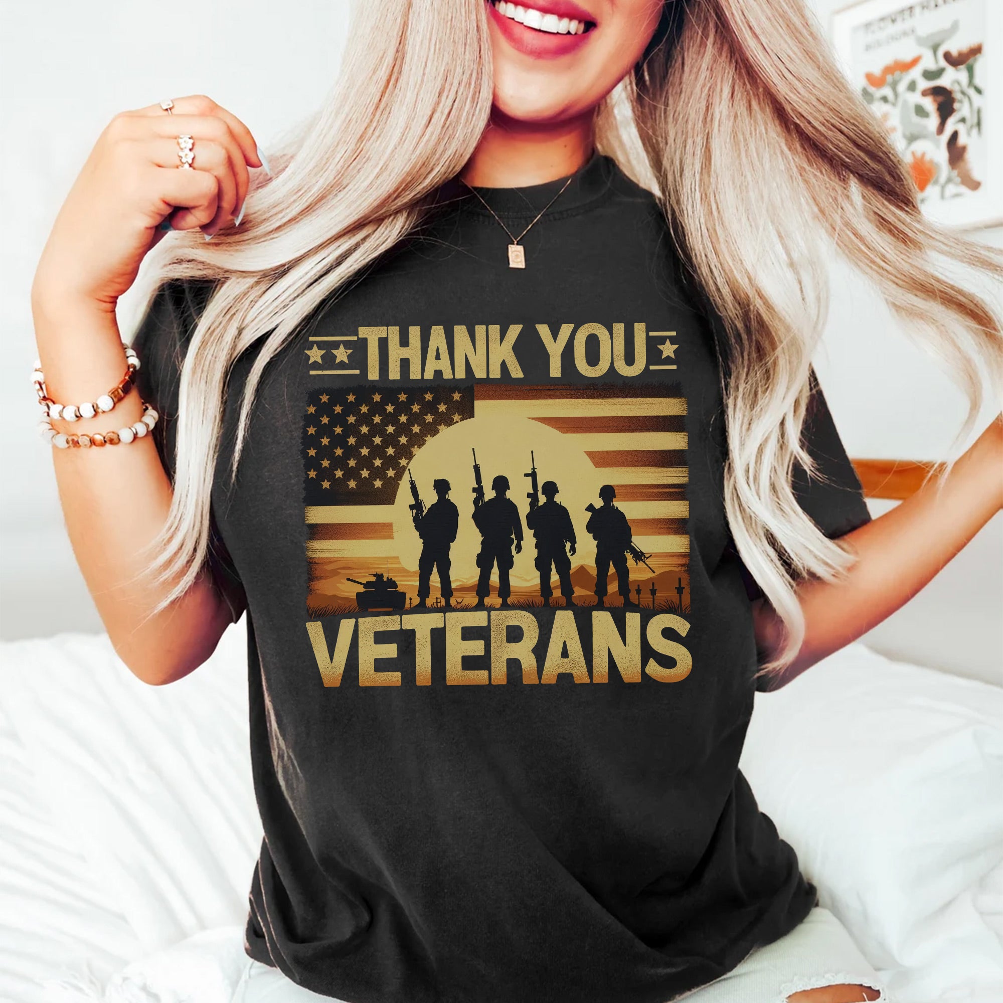 Thank You Veteran Patriotic Tribute US Military Honoring Service and Sacrifice T-Shirt