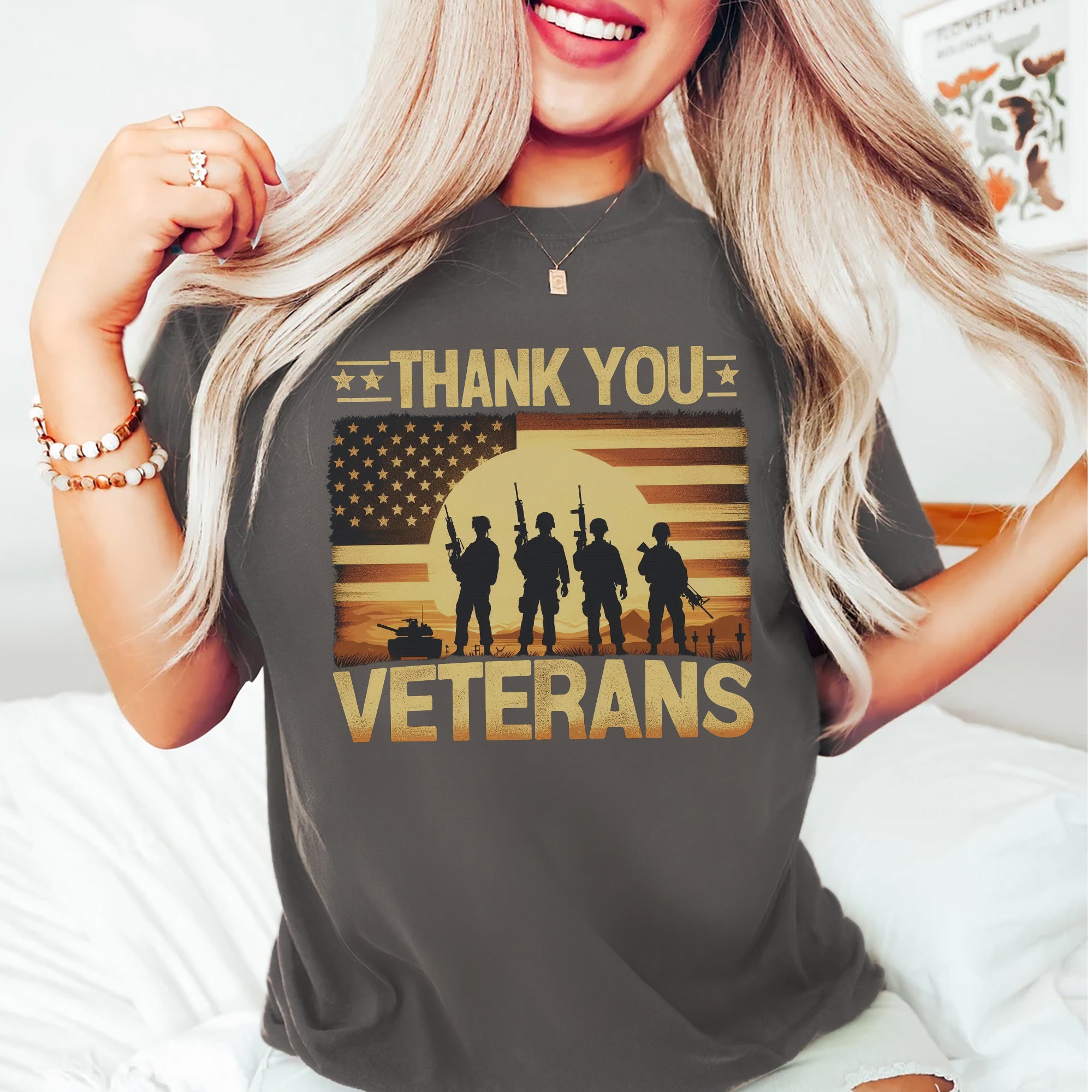 Thank You Veteran Patriotic Tribute US Military Honoring Service and Sacrifice T-Shirt