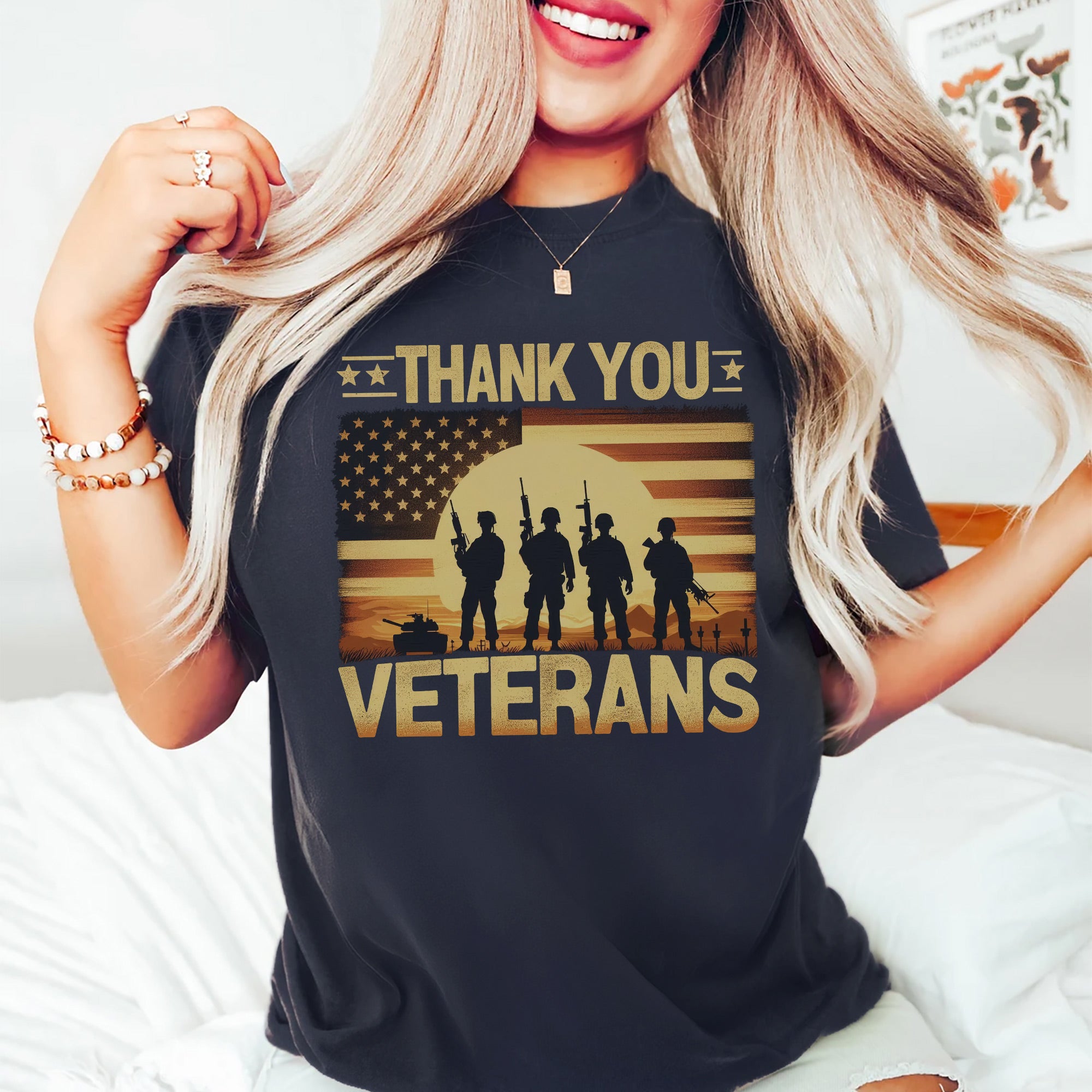 Thank You Veteran Patriotic Tribute US Military Honoring Service and Sacrifice T-Shirt