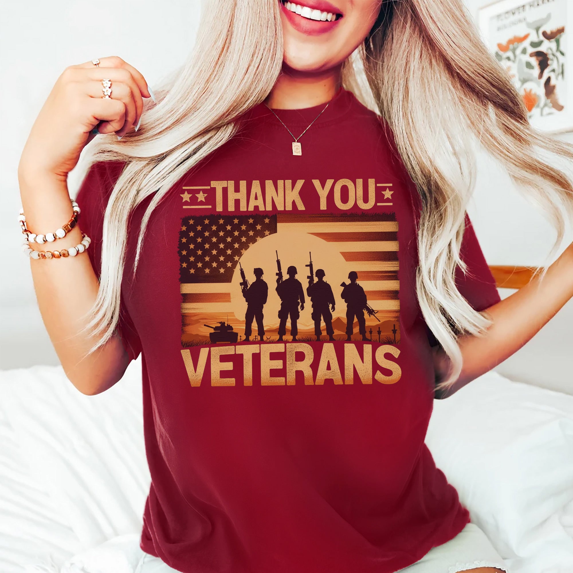 Thank You Veteran Patriotic Tribute US Military Honoring Service and Sacrifice T-Shirt