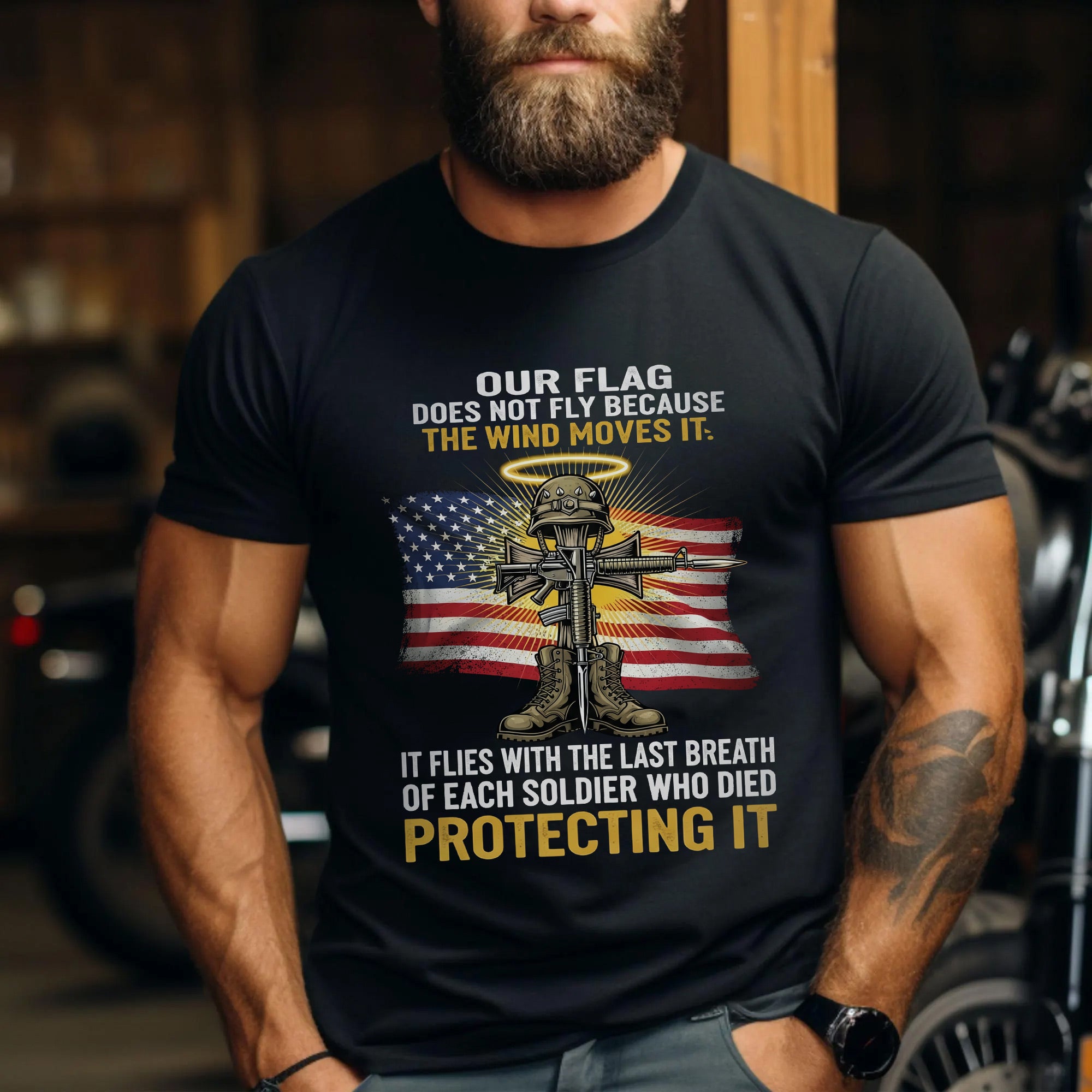 Our Flag Flies with the Last Breath of Each Soldier Who Died Protecting It Veteran Tribute T-Shirt