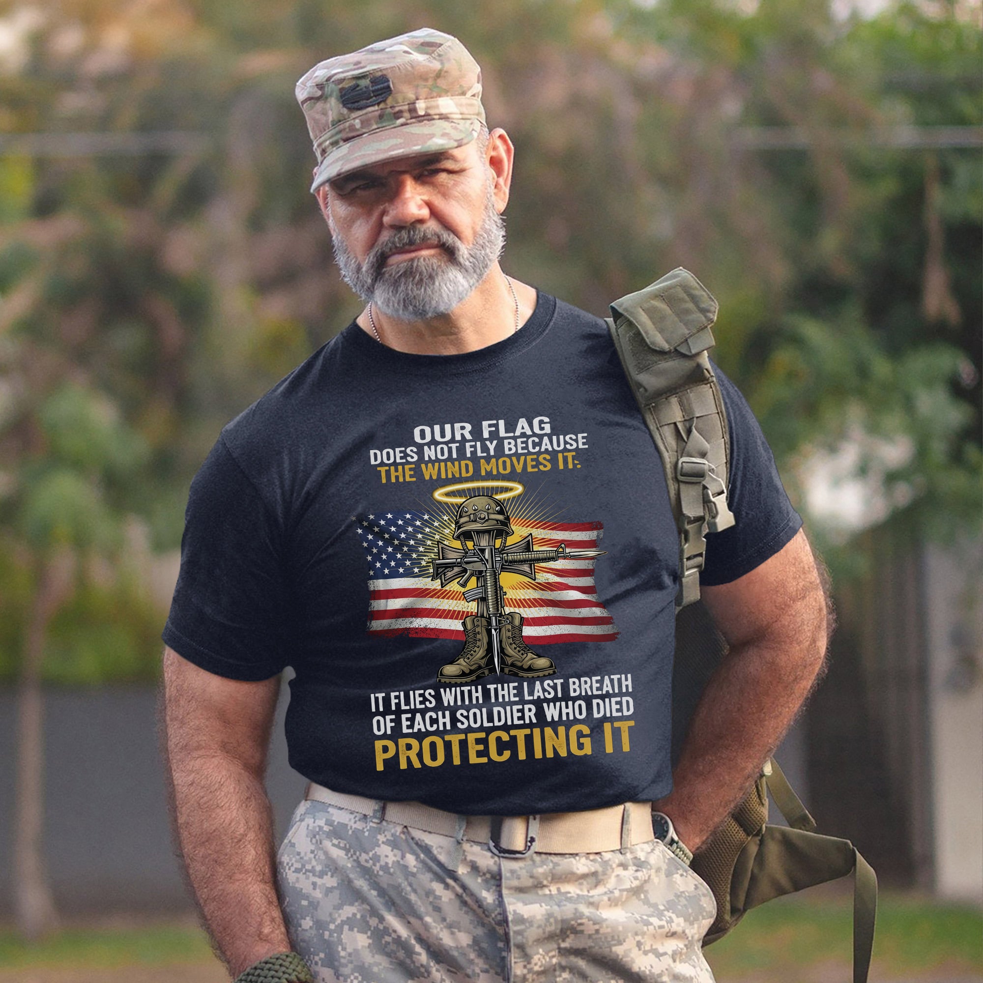 Our Flag Flies with the Last Breath of Each Soldier Who Died Protecting It Veteran Tribute T-Shirt