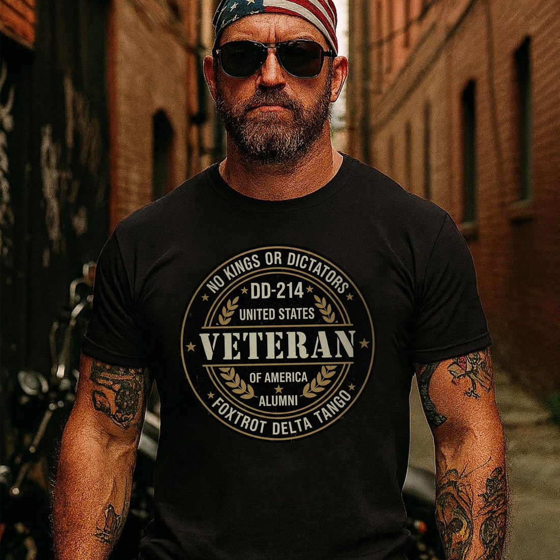 No Kings or Dictators Foxtrot Delta Tango DD214 Veteran Alumni United States of America T-Shirt