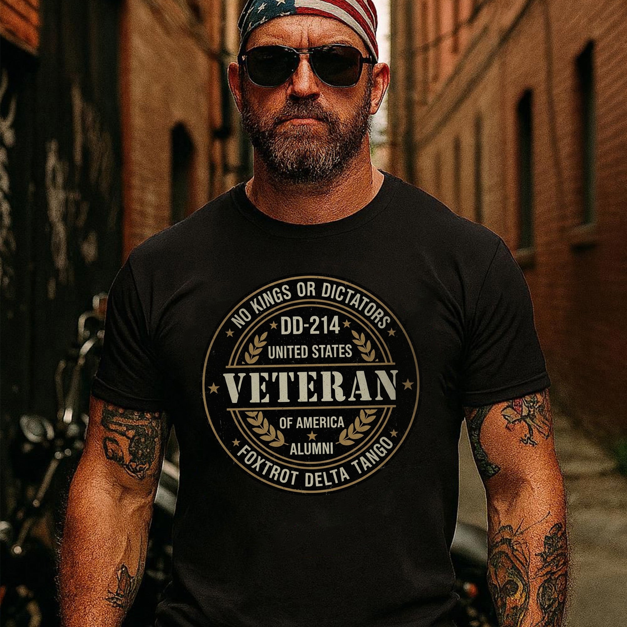No Kings or Dictators Foxtrot Delta Tango DD214 Veteran Alumni United States of America T-Shirt