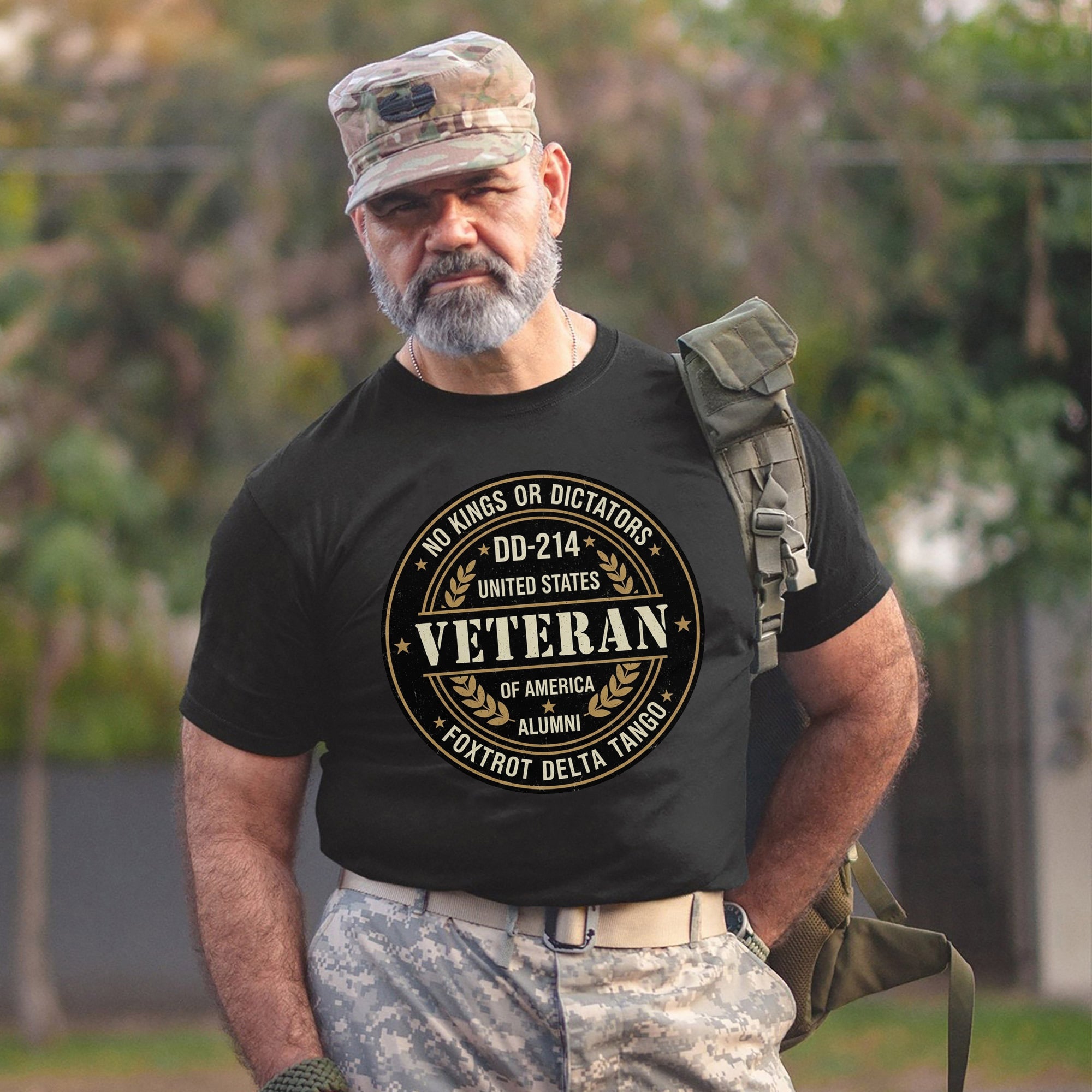 No Kings or Dictators Foxtrot Delta Tango DD214 Veteran Alumni United States of America T-Shirt