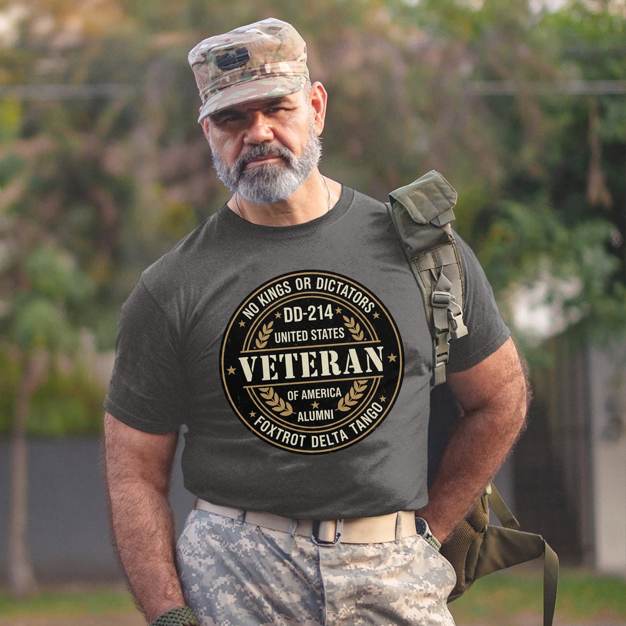 No Kings or Dictators Foxtrot Delta Tango DD214 Veteran Alumni United States of America T-Shirt