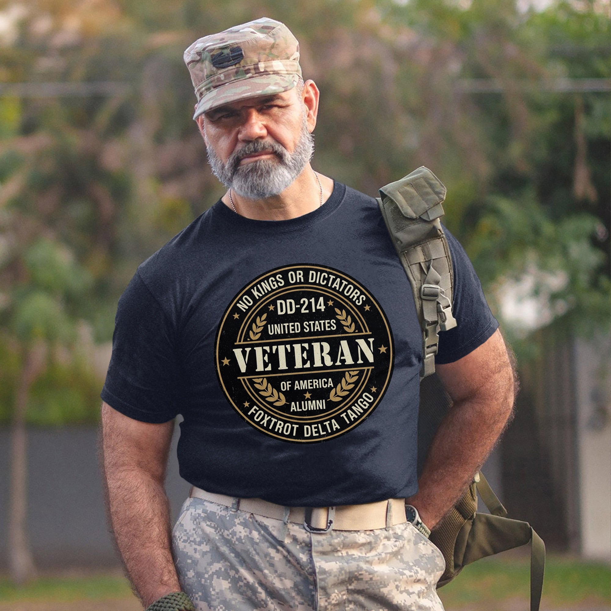 No Kings or Dictators Foxtrot Delta Tango DD214 Veteran Alumni United States of America T-Shirt