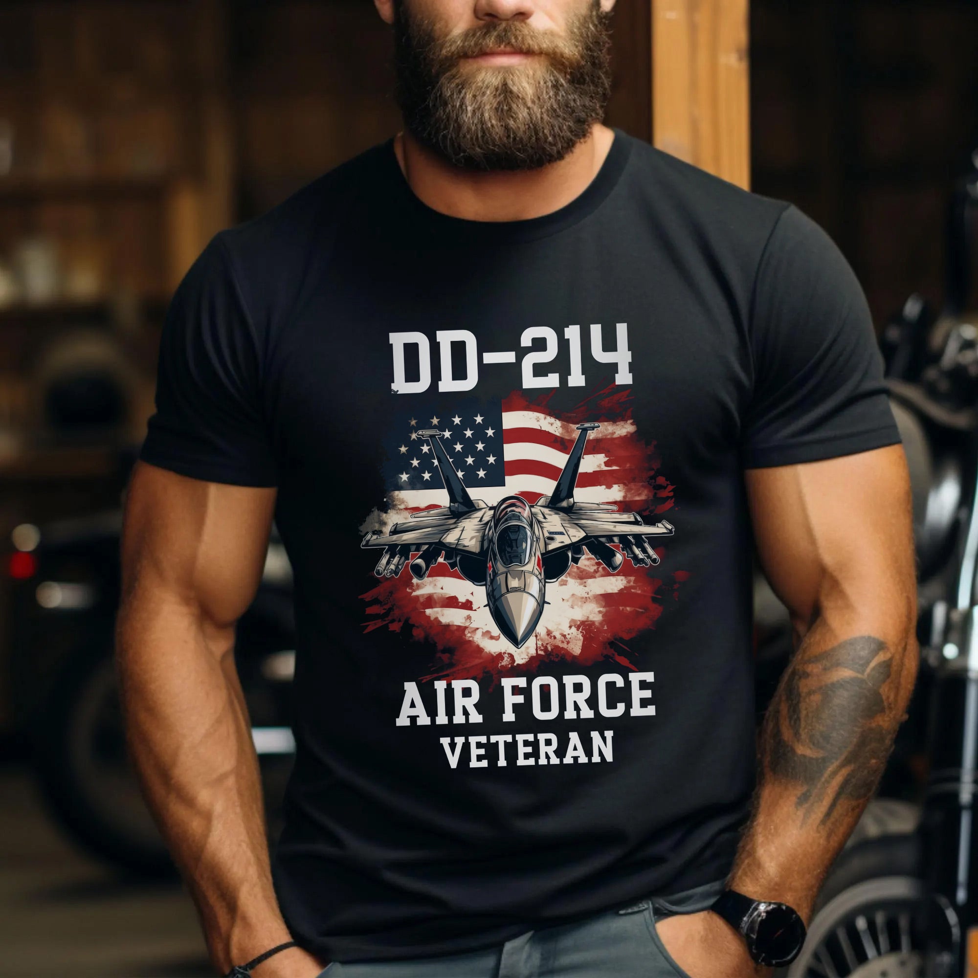 DD214 Air Force Veteran US Military Patriotic Honoring Service and Sacrifice T-Shirt