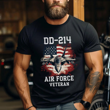 DD214 Air Force Veteran US Military Patriotic Honoring Service and Sacrifice T-Shirt