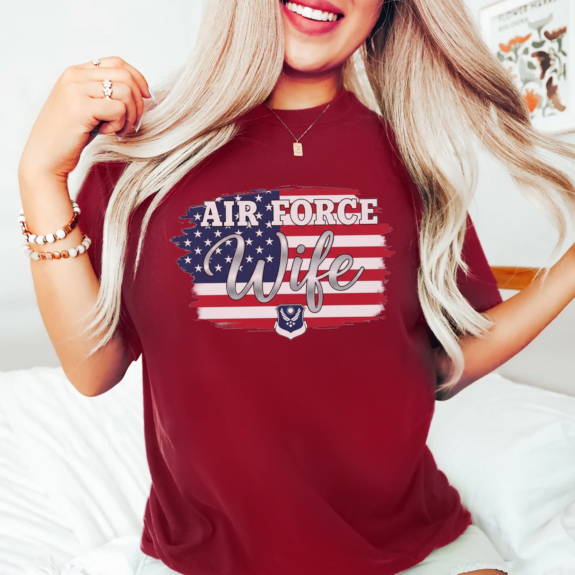 Air Force Wife US Military Patriotic Support Proud Military Family T-Shirt