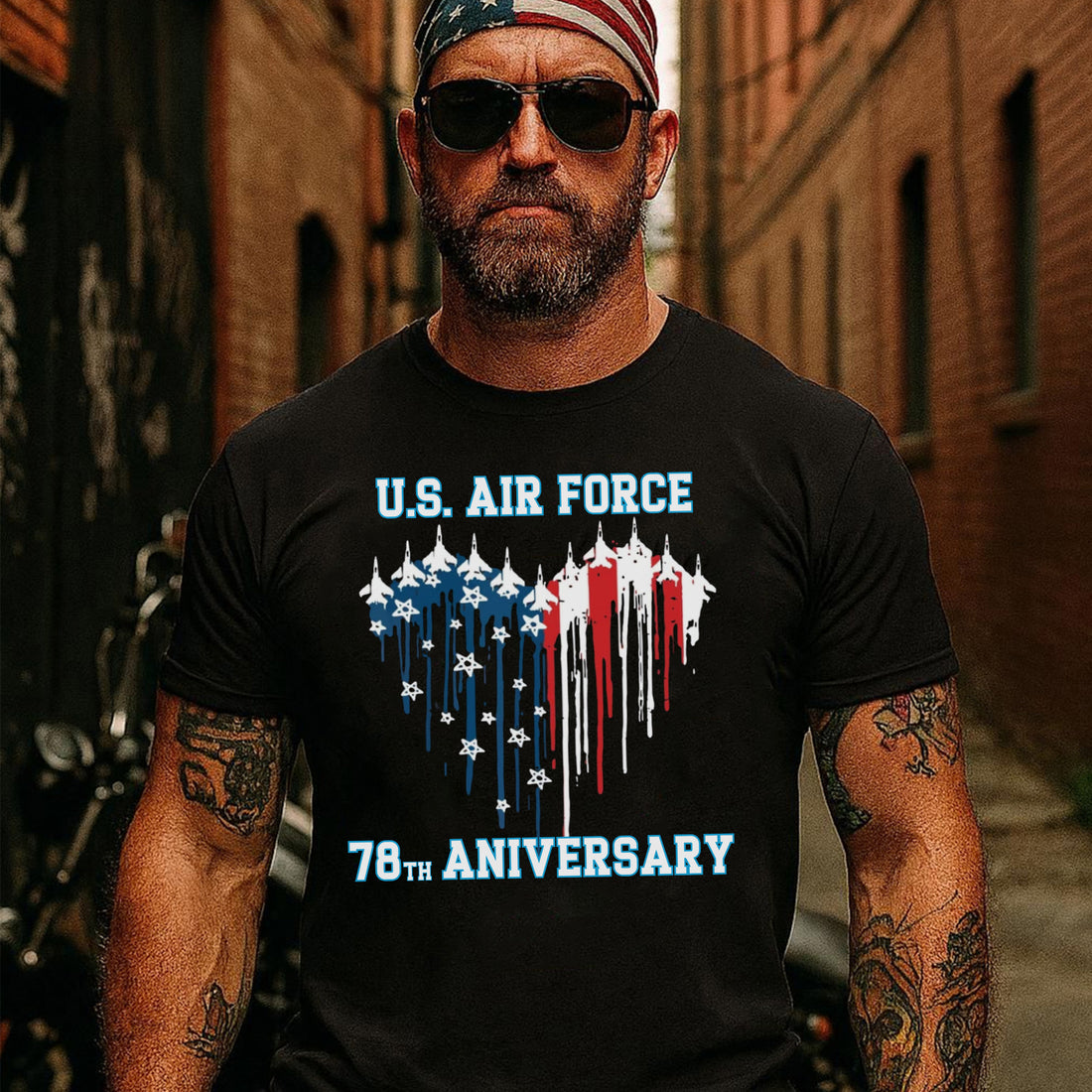 US Air Force 78th Anniversary Patriotic Military Veteran Tribute T-Shirt