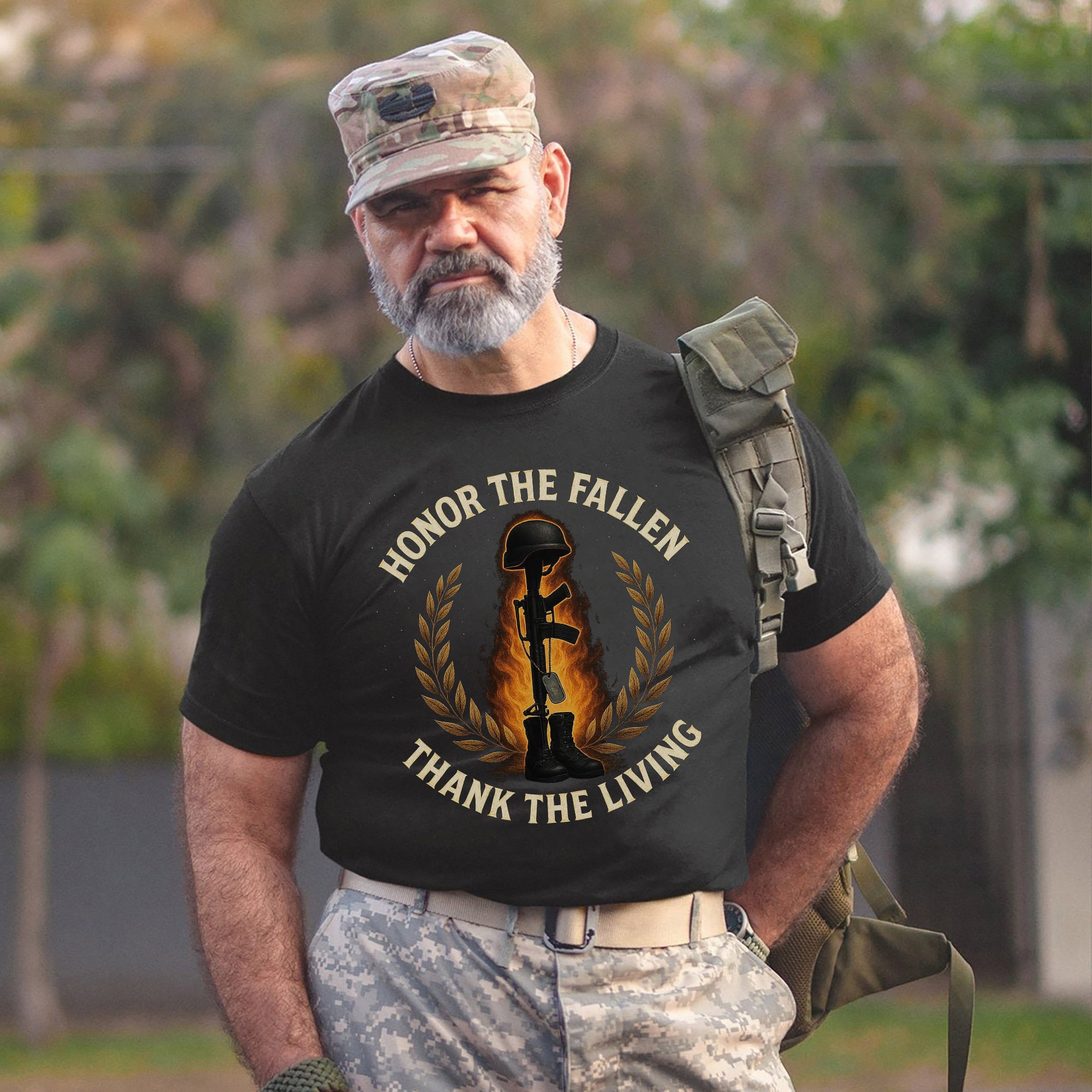 Honor the Fallen Thank the Living US Military Veteran Patriotic Tribute T-Shirt