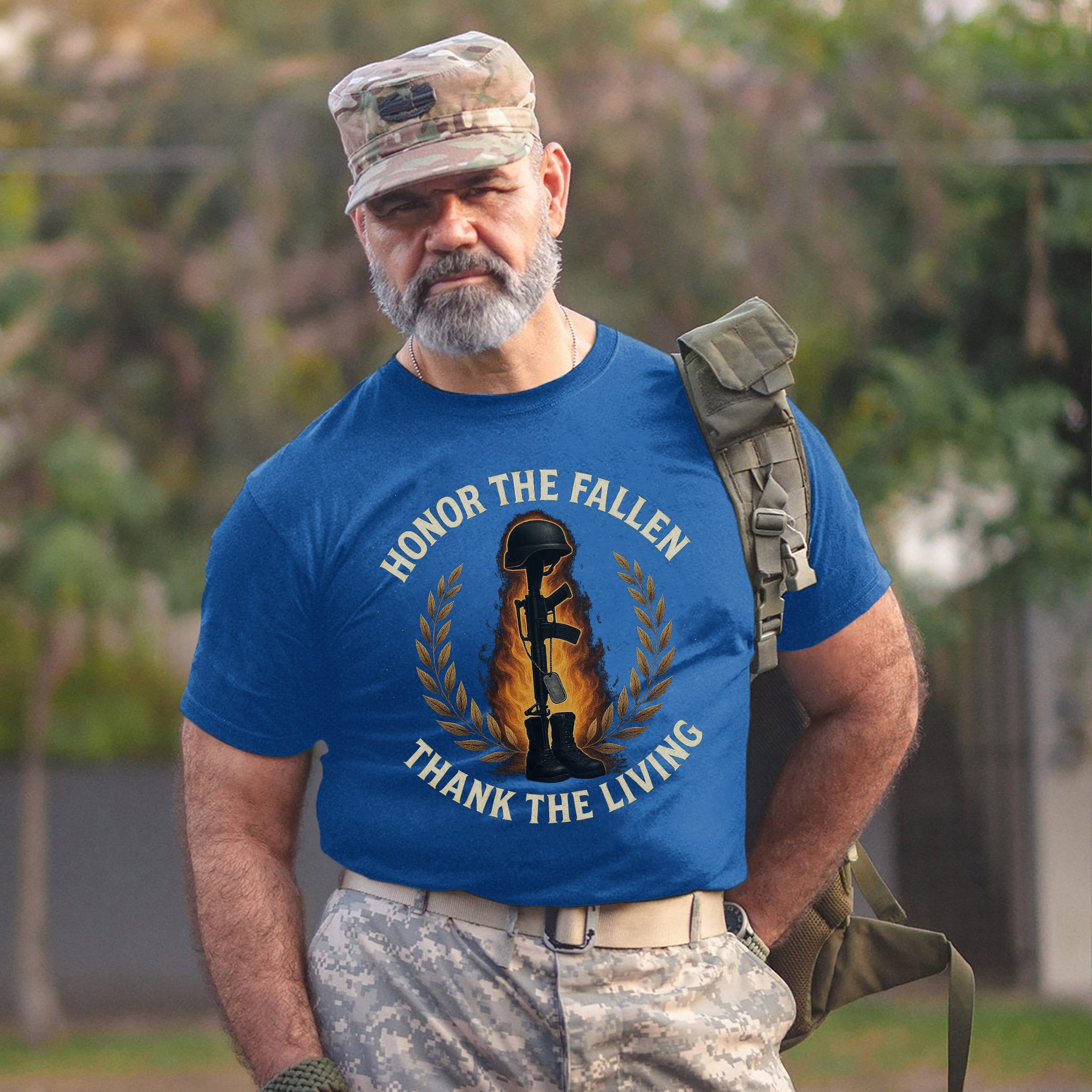 Honor the Fallen Thank the Living US Military Veteran Patriotic Tribute T-Shirt