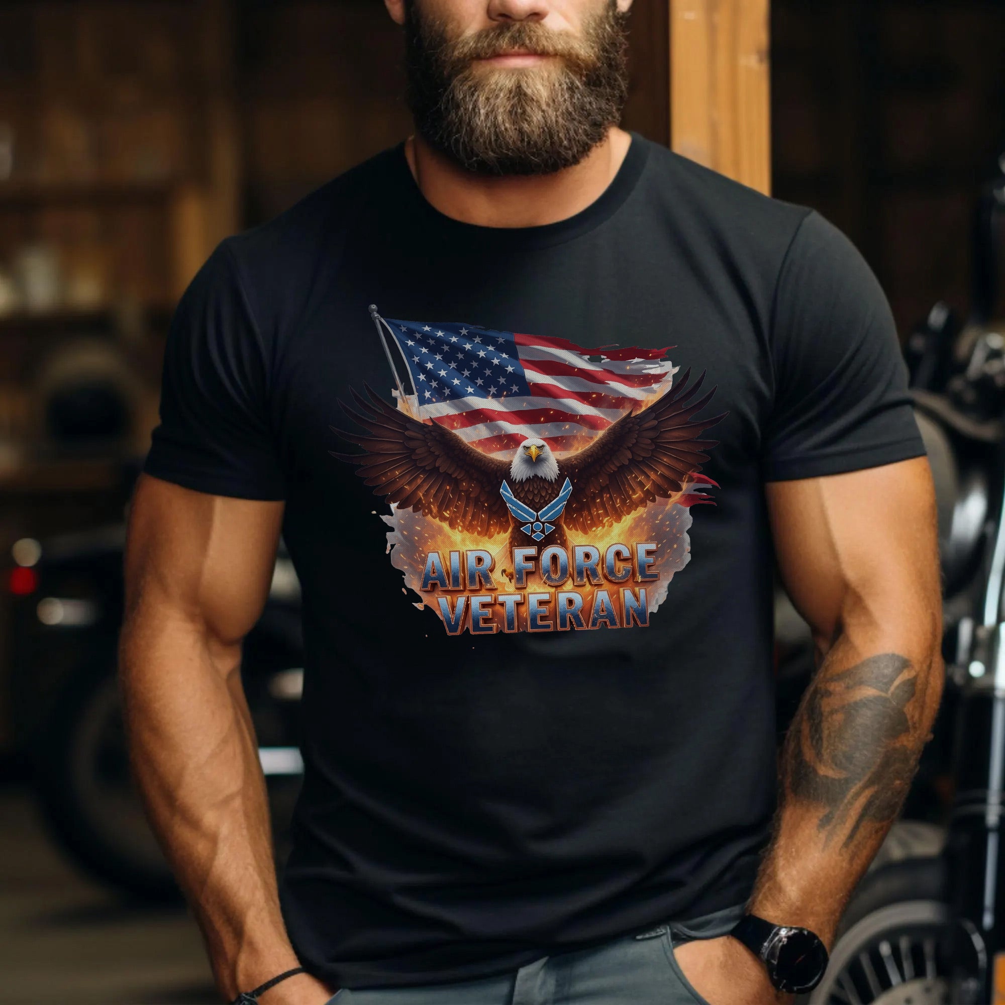 Air Force Veteran US Military Patriotic Service Pride Honoring Duty and Sacrifice T-Shirt