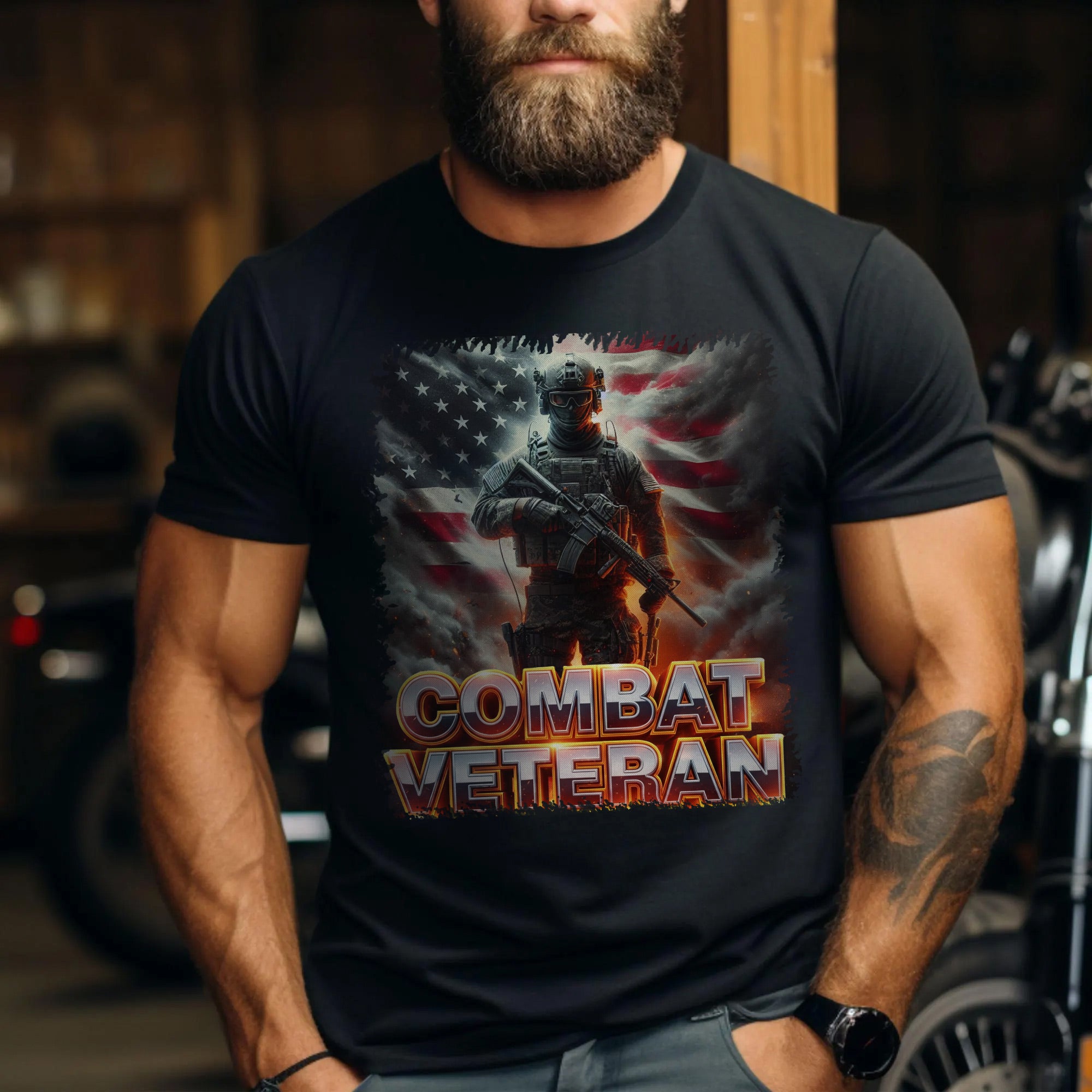 Combat Veteran US Military Patriotic Service Tribute Honoring Duty and Sacrifice T-Shirt