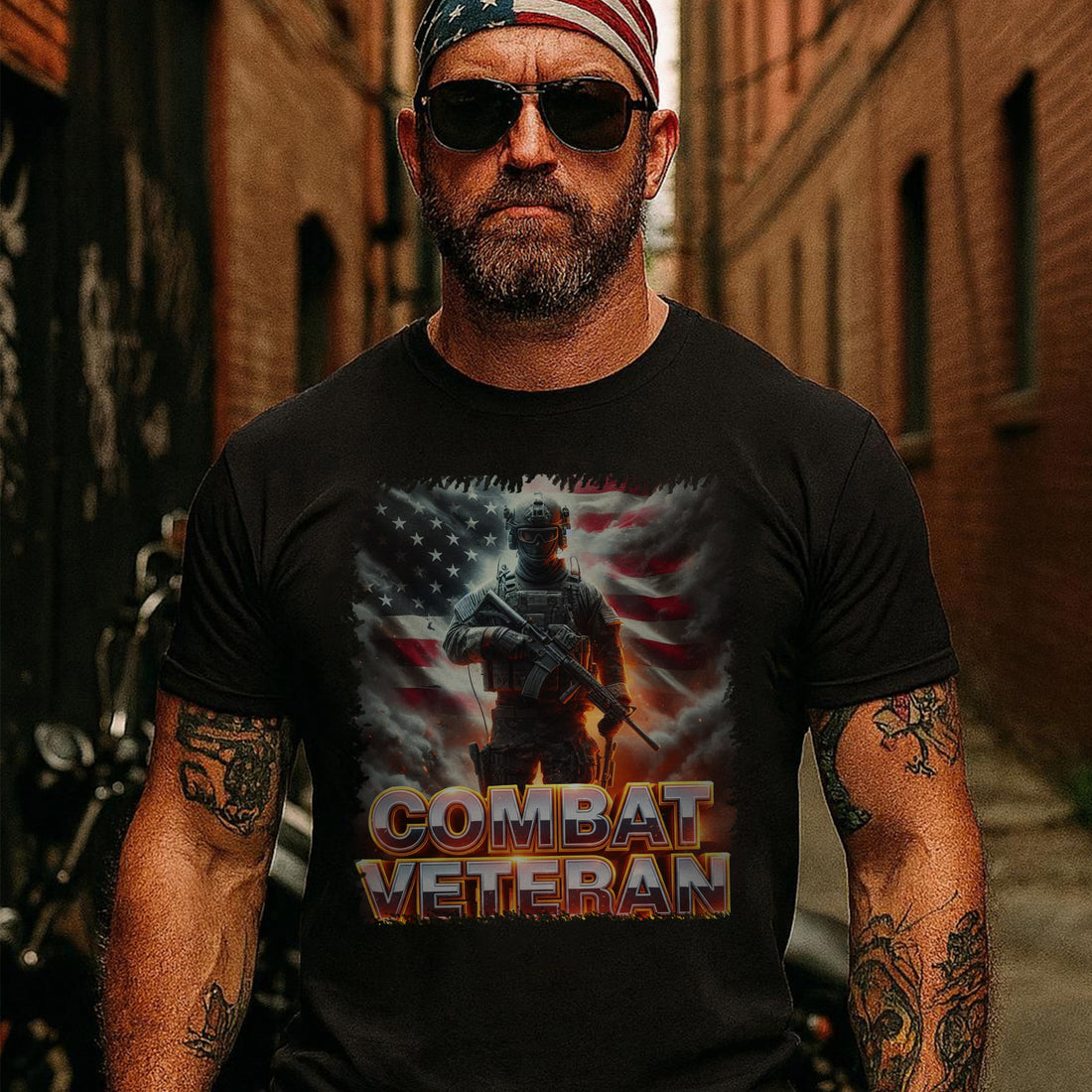 Combat Veteran US Military Patriotic Service Tribute Honoring Duty and Sacrifice T-Shirt