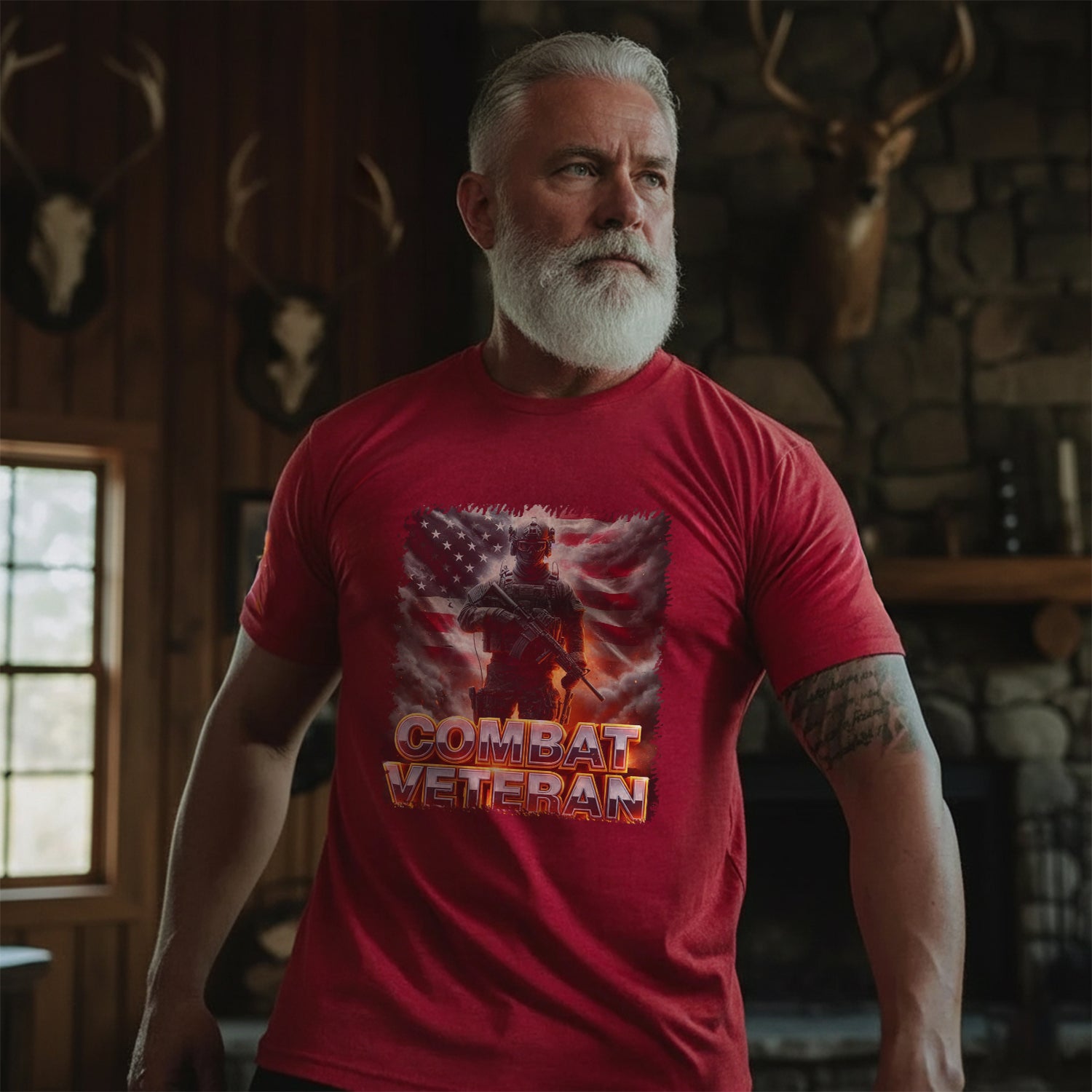 Combat Veteran US Military Patriotic T-Shirt Secondary image