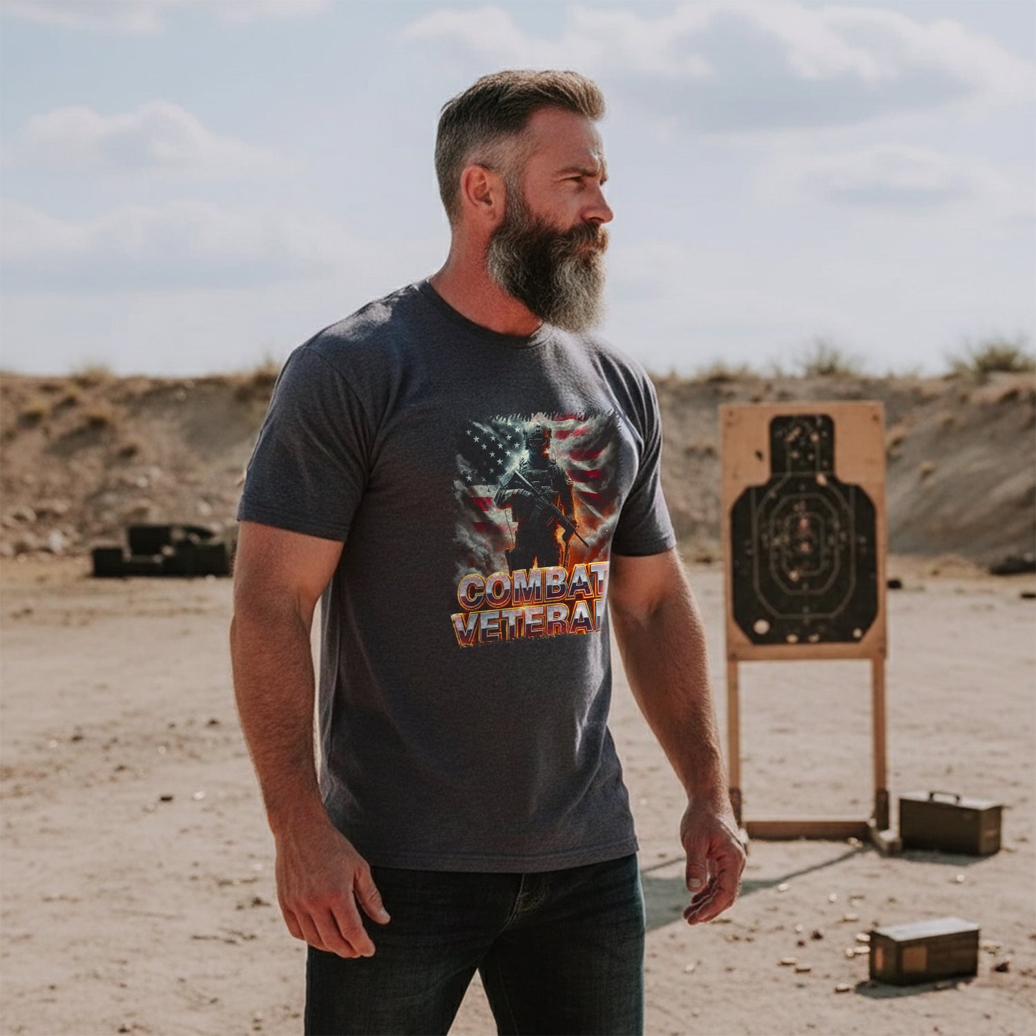 Combat Veteran US Military Patriotic T-Shirt