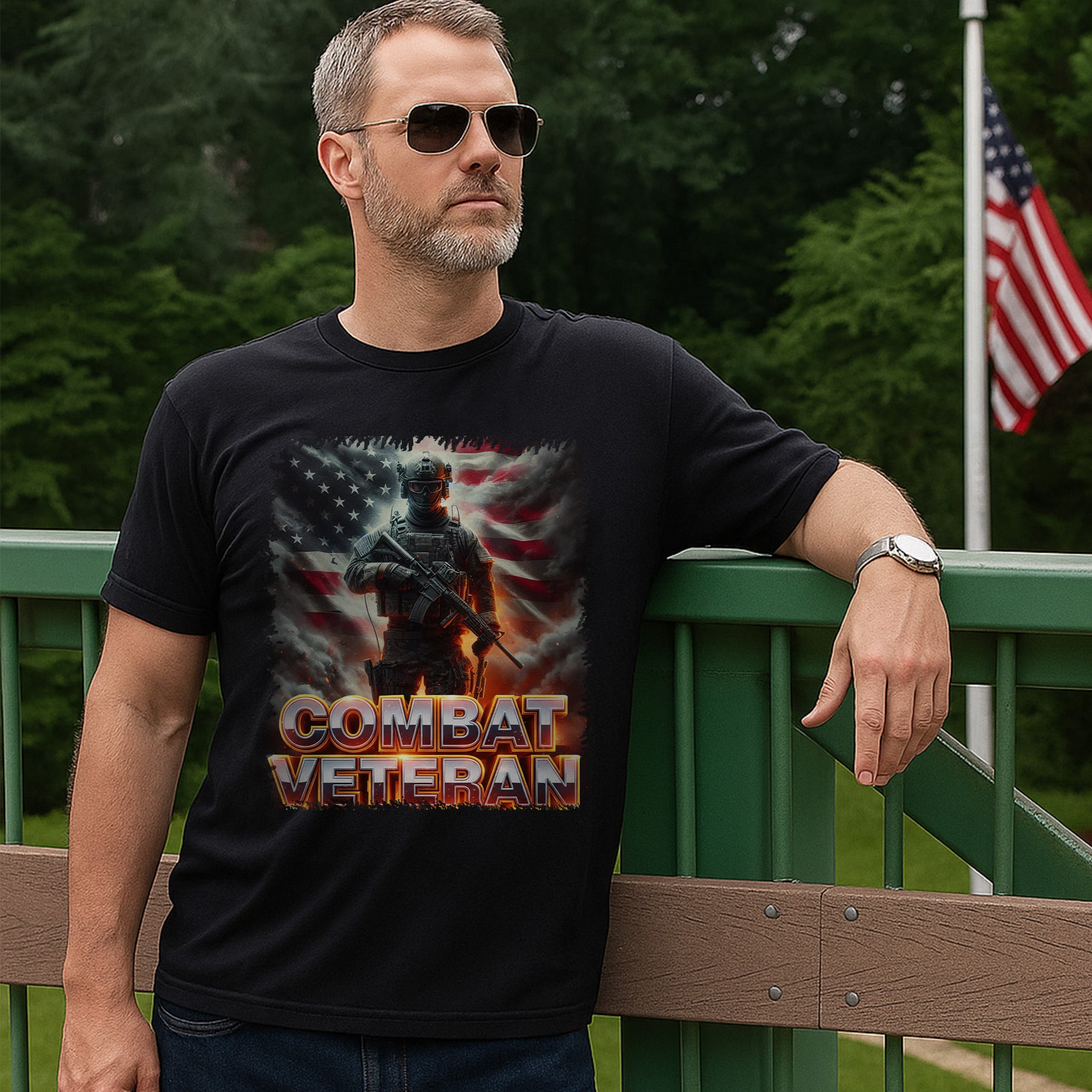 Combat Veteran US Military Patriotic Service Tribute Honoring Duty and Sacrifice T-Shirt