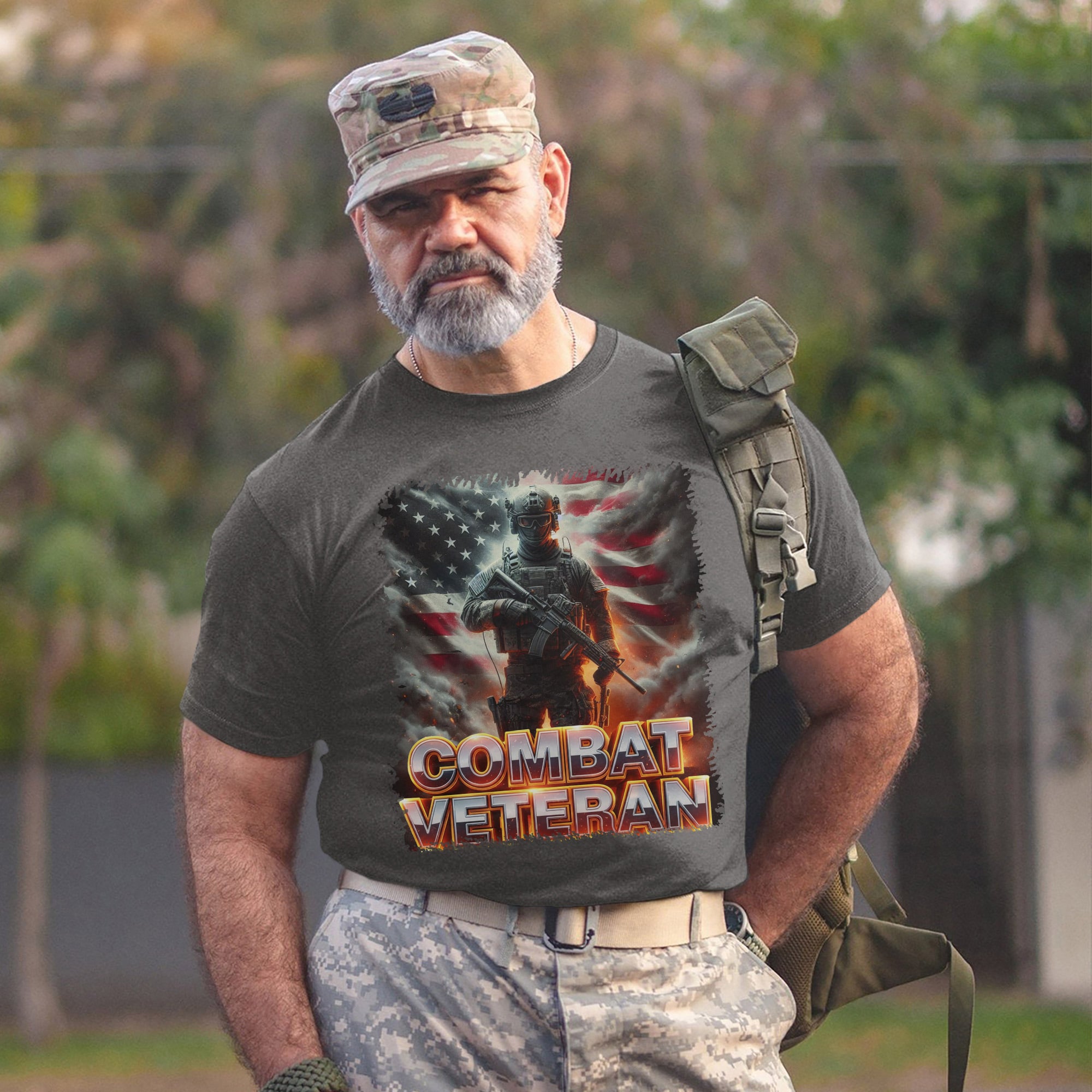 Combat Veteran US Military Patriotic Service Tribute Honoring Duty and Sacrifice T-Shirt