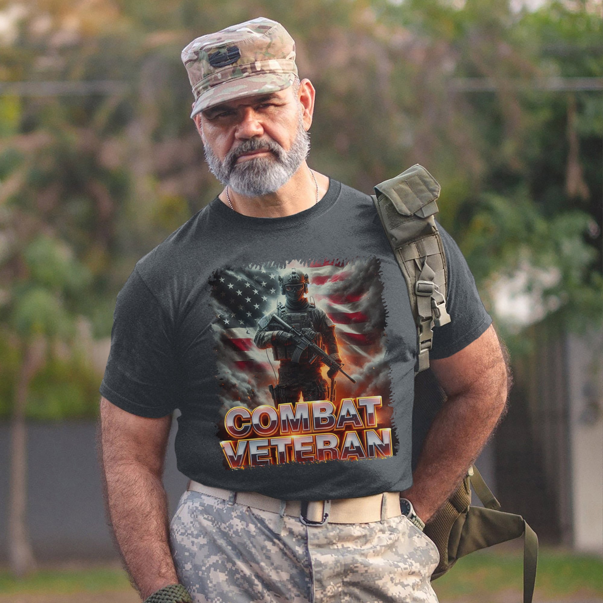 Combat Veteran US Military Patriotic Service Tribute Honoring Duty and Sacrifice T-Shirt