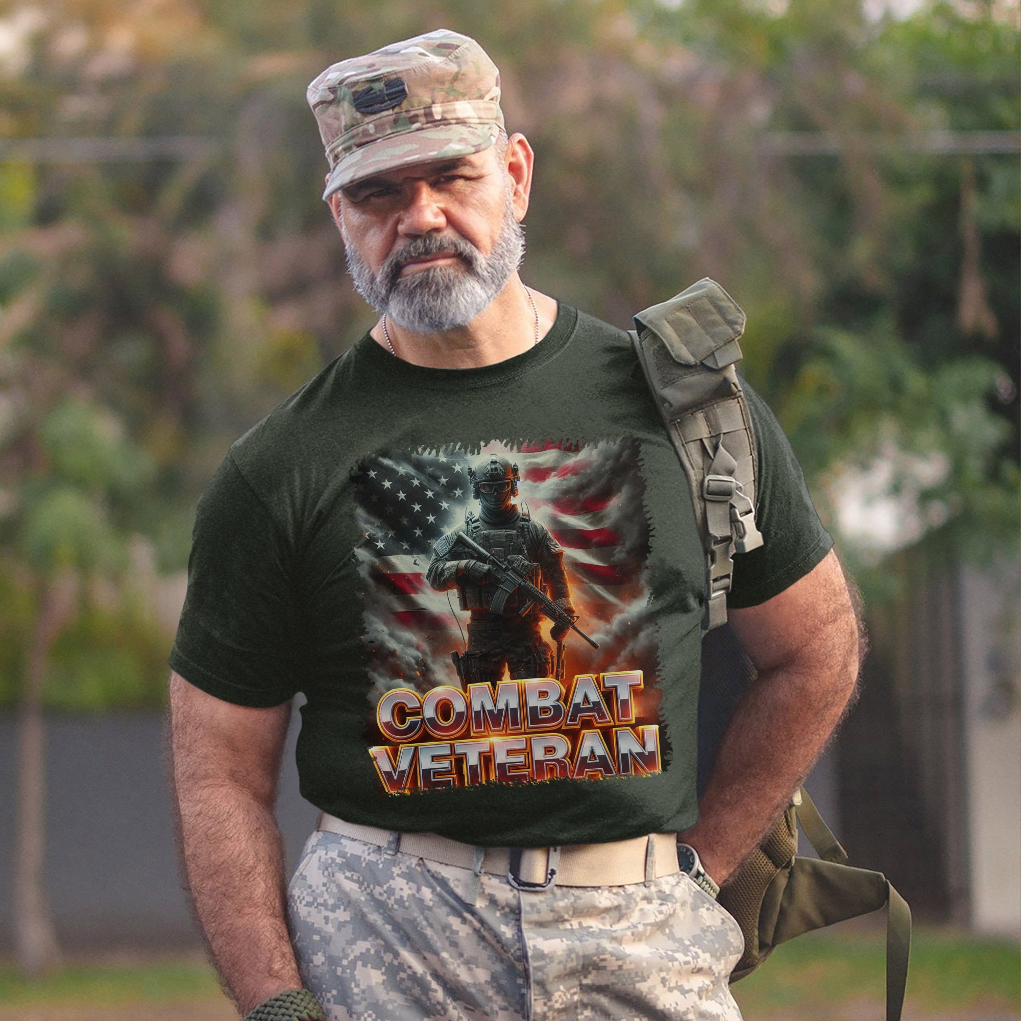 Combat Veteran US Military Patriotic Service Tribute Honoring Duty and Sacrifice T-Shirt
