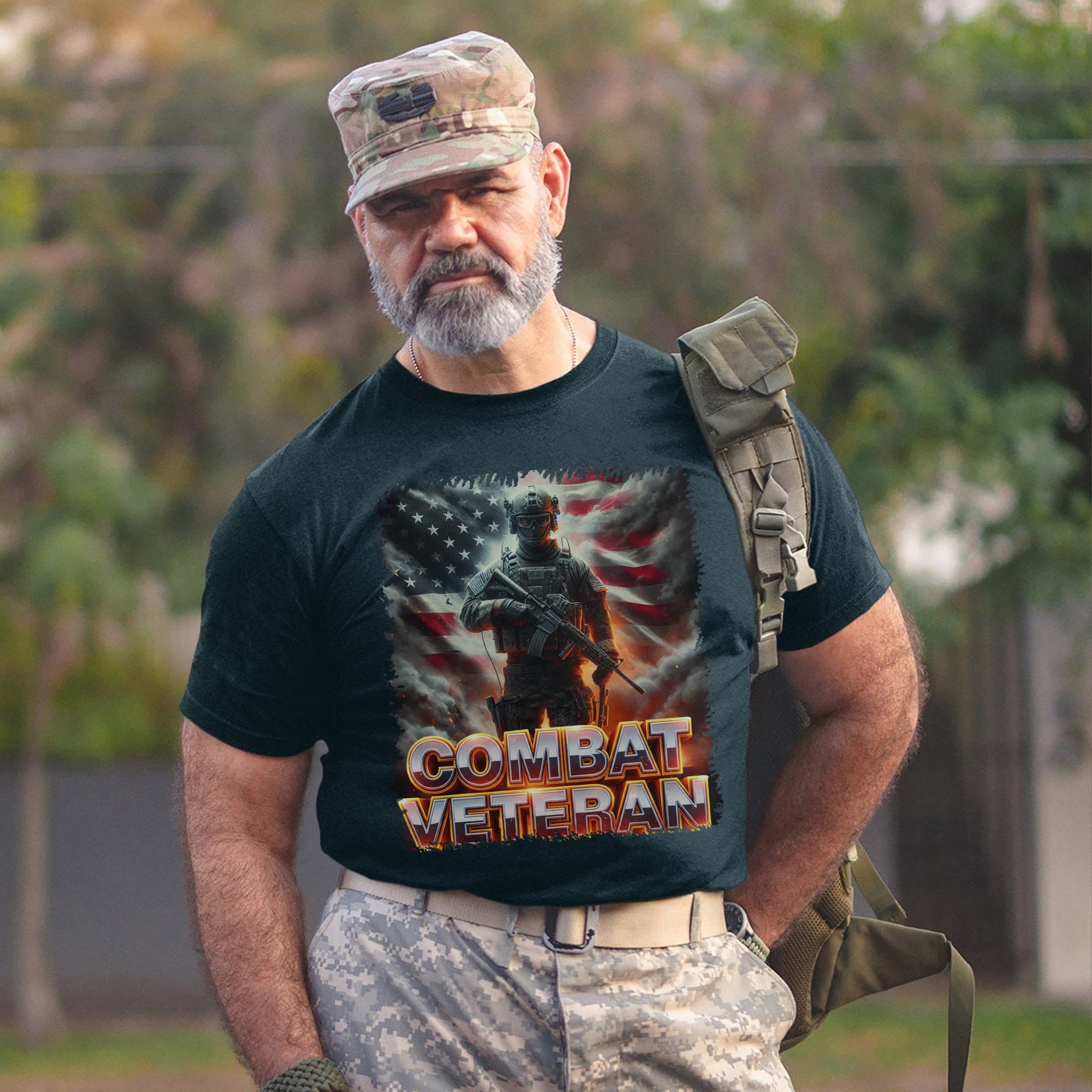 Combat Veteran US Military Patriotic Service Tribute Honoring Duty and Sacrifice T-Shirt
