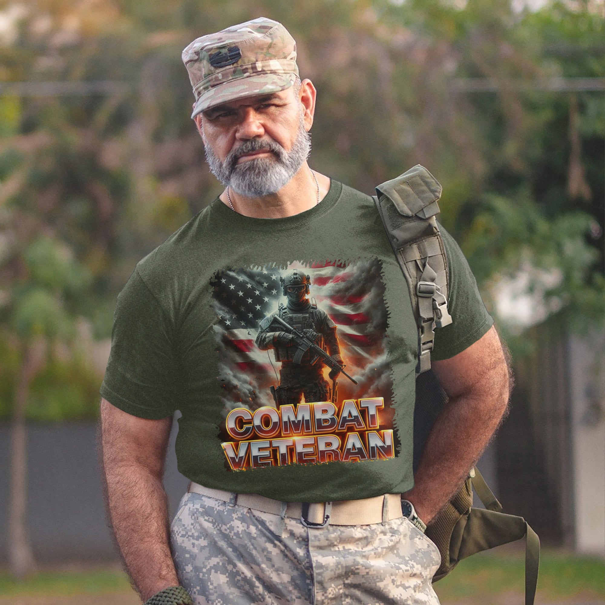Combat Veteran US Military Patriotic Service Tribute Honoring Duty and Sacrifice T-Shirt