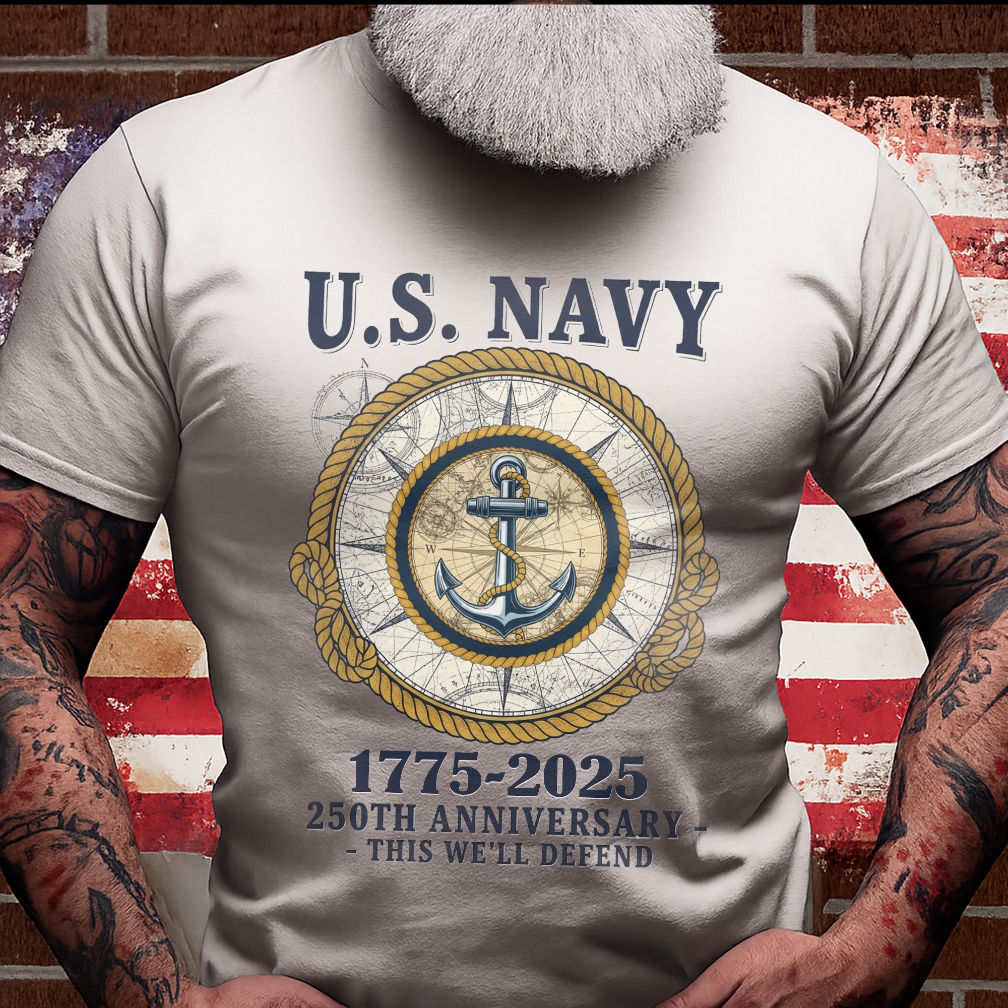US Navy 250th Anniversary This We’ll Defend Military Veteran Patriotic Tribute T-Shirt