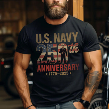 Proud Navy Day 250th Anniversary 1775–2025 US Military Veteran Patriotic Tribute T-Shirt