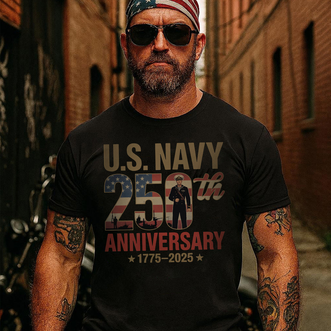 Proud Navy Day 250th Anniversary 1775–2025 US Military Veteran Patriotic Tribute T-Shirt