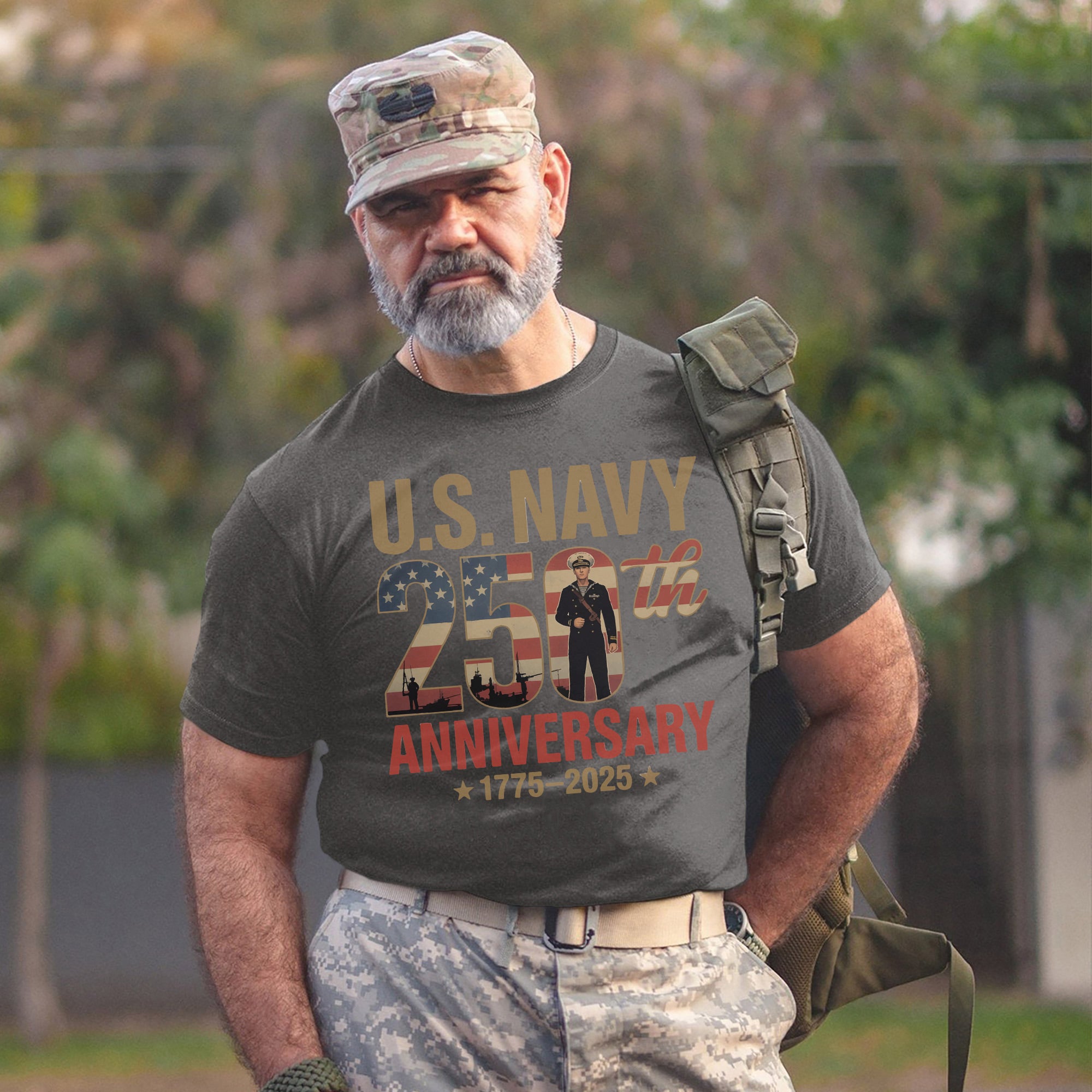 Proud Navy Day 250th Anniversary 1775–2025 US Military Veteran Patriotic Tribute T-Shirt