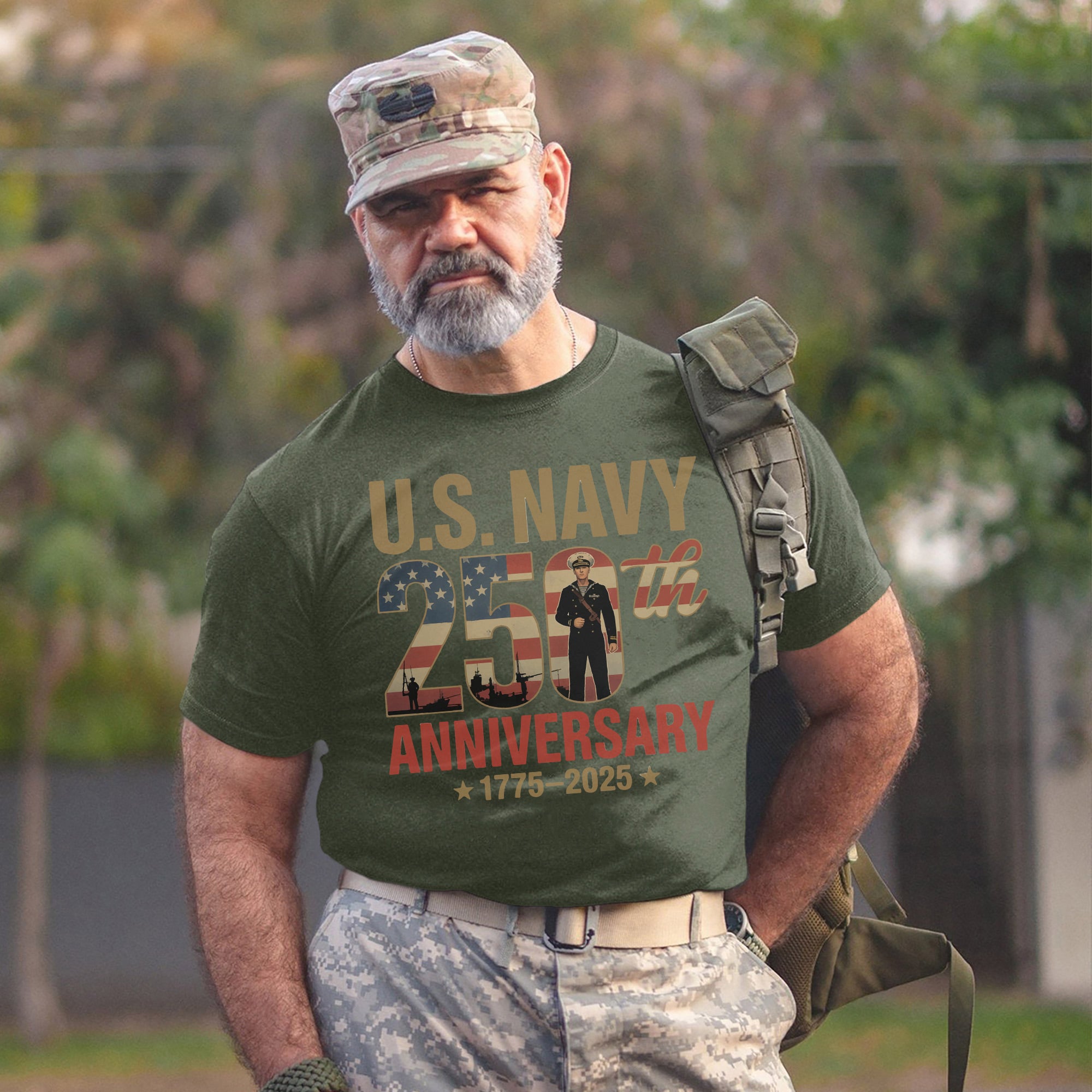 Proud Navy Day 250th Anniversary 1775–2025 US Military Veteran Patriotic Tribute T-Shirt